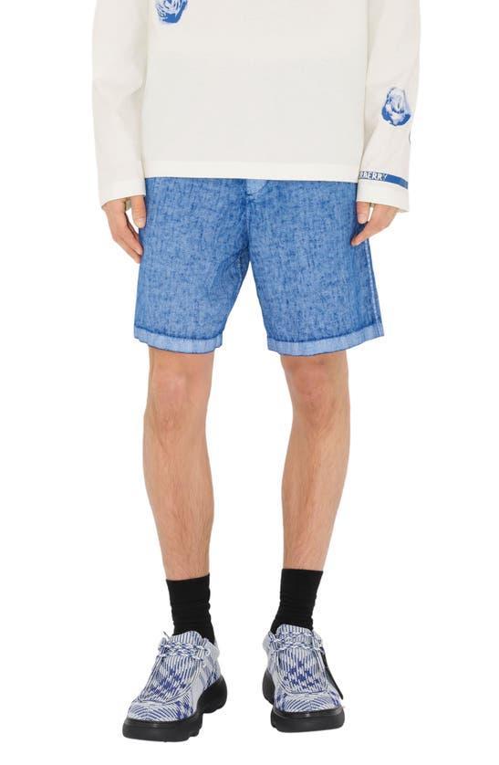 Blue Linen Bermuda Shorts In Knight Product Image