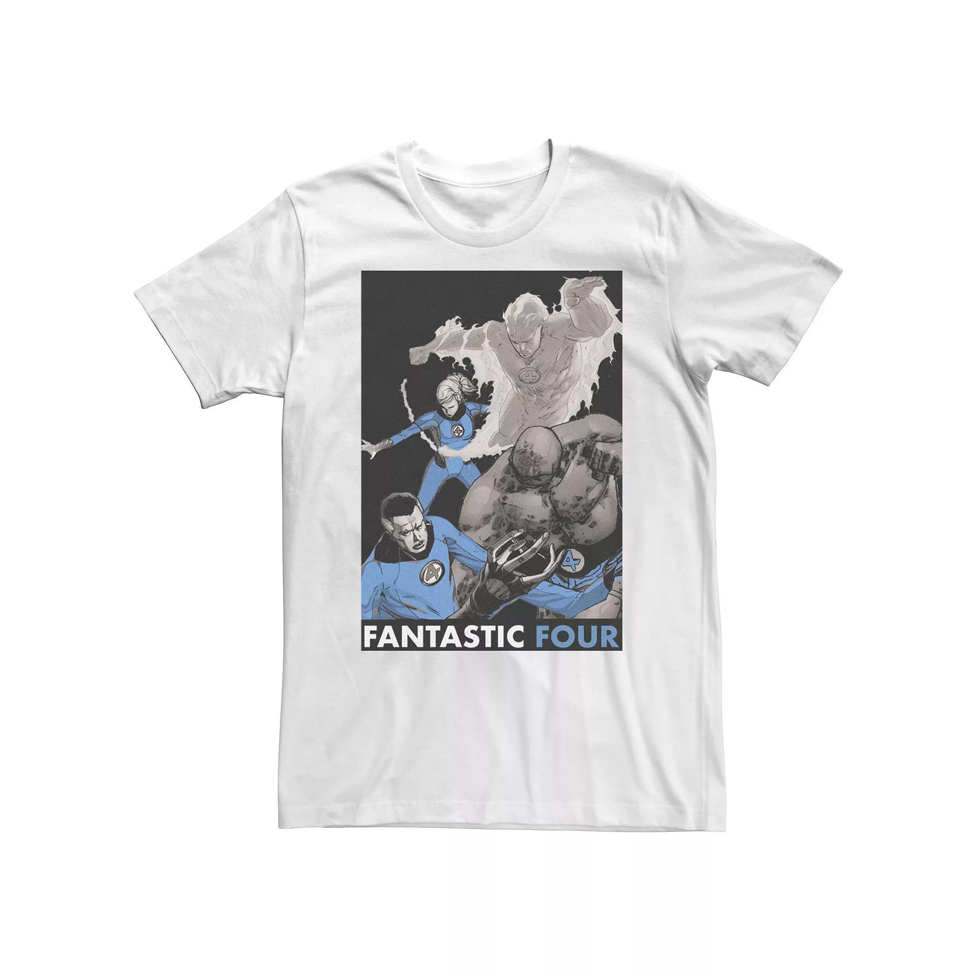 Big & Tall Marvel Fantastic Four Group Shot Fight Mode Poster Tee, Mens Product Image