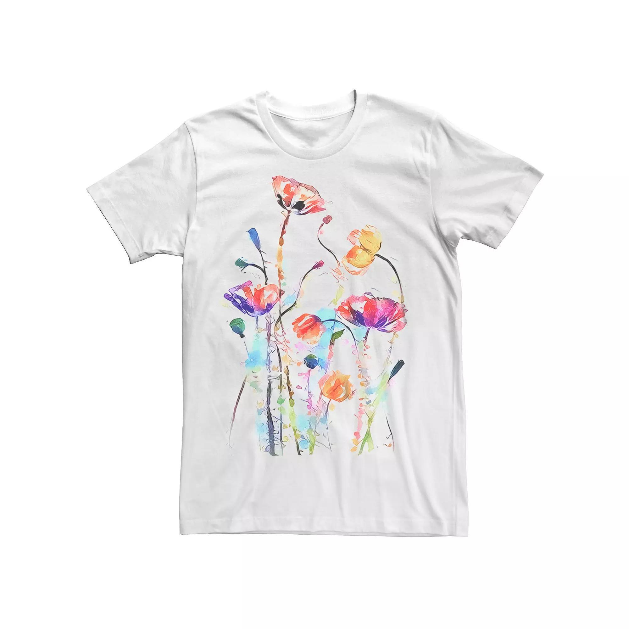 Men's Flowers Art Graphic Tee, Size: Small, White Product Image