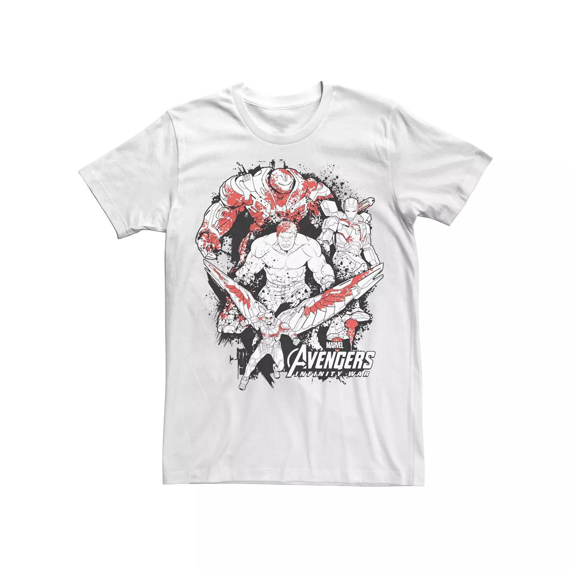 Men's Marvel "Avengers: Infinity War" Splatter Group Tee, Size: Large, White Product Image