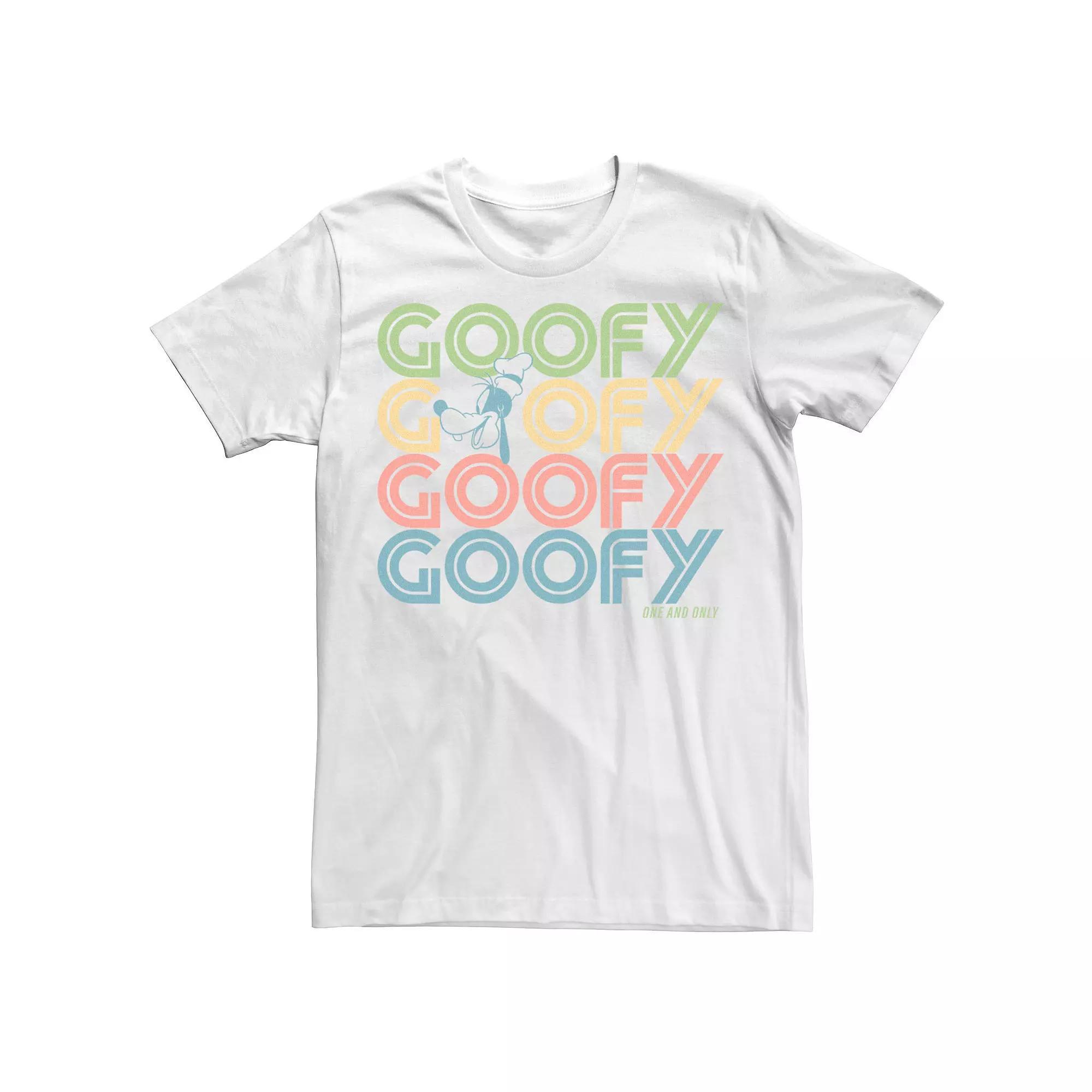 Disney's Goofy Head Portrait Name Stack Men's Tee,  Product Image