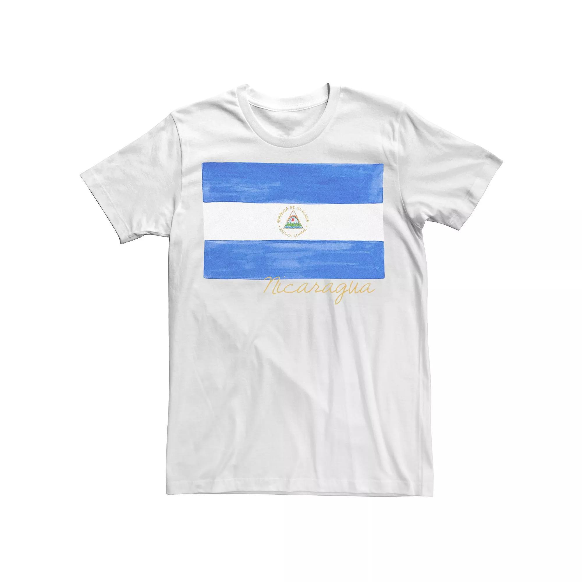 Men's HHM Nicaragua Flag Watercolor Tee, Size: Large, White Product Image