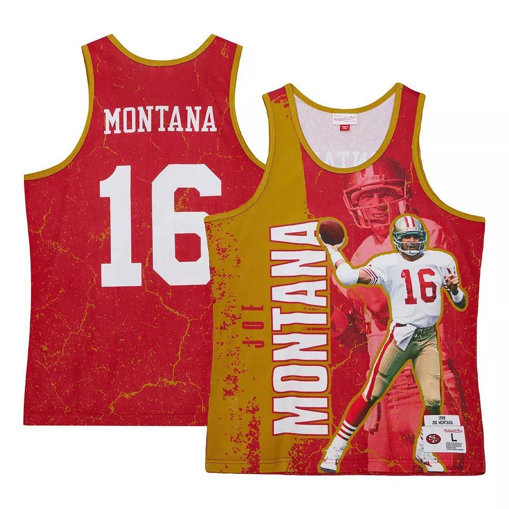 Men's Mitchell & Ness Joe Montana Scarlet San Francisco 49ers 1989 Player Burst Tank Top,  Product Image