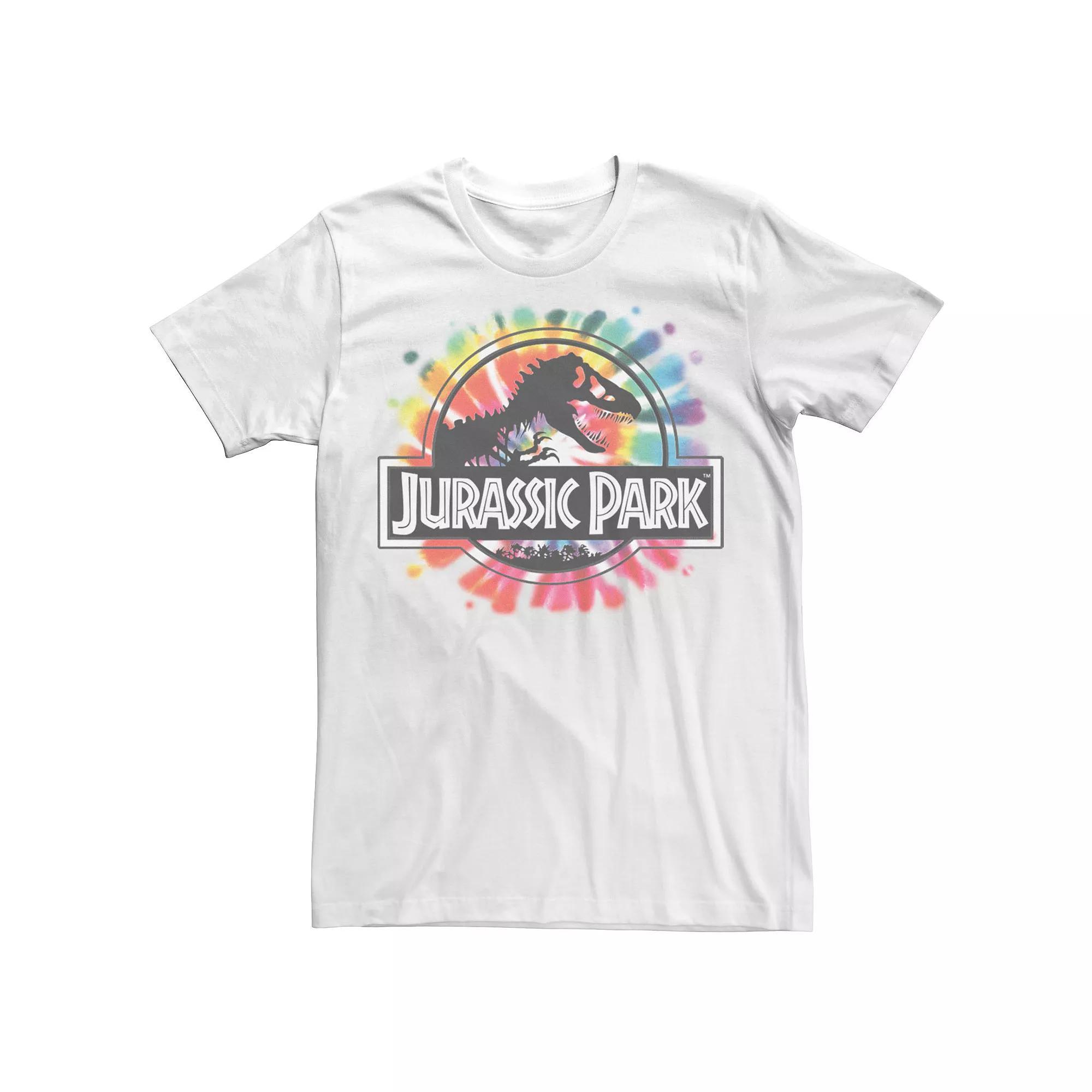 Men's Jurassic Park Classic Logo Tie-Dye Tee, Size: Medium, White Product Image