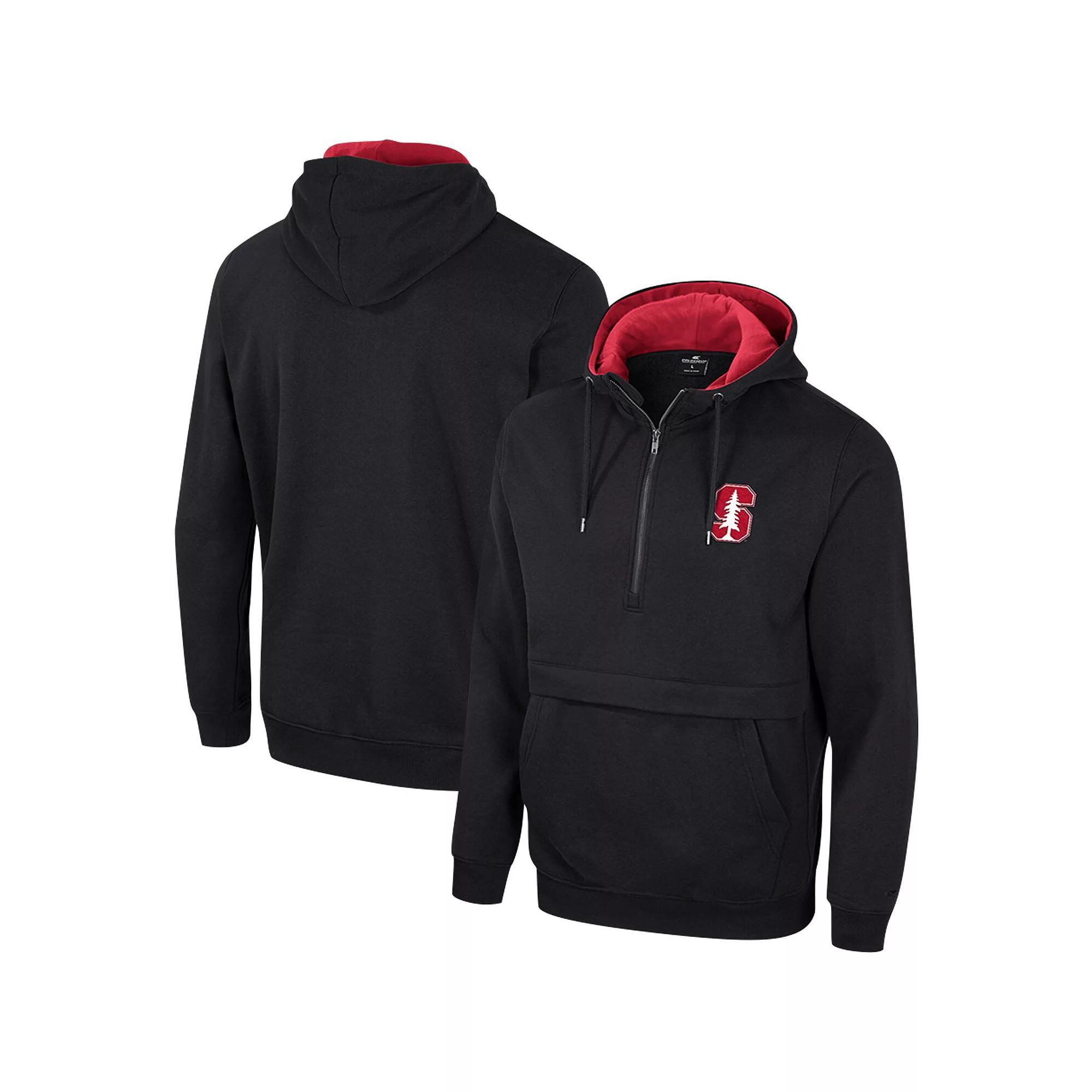 Men's Colosseum Black Stanford Cardinal Half-Zip Hoodie,  Product Image