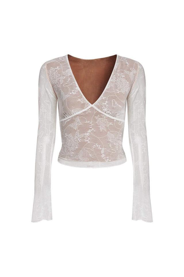 YVETTE TOP - WHITE : BUTTERFLY LACE Product Image