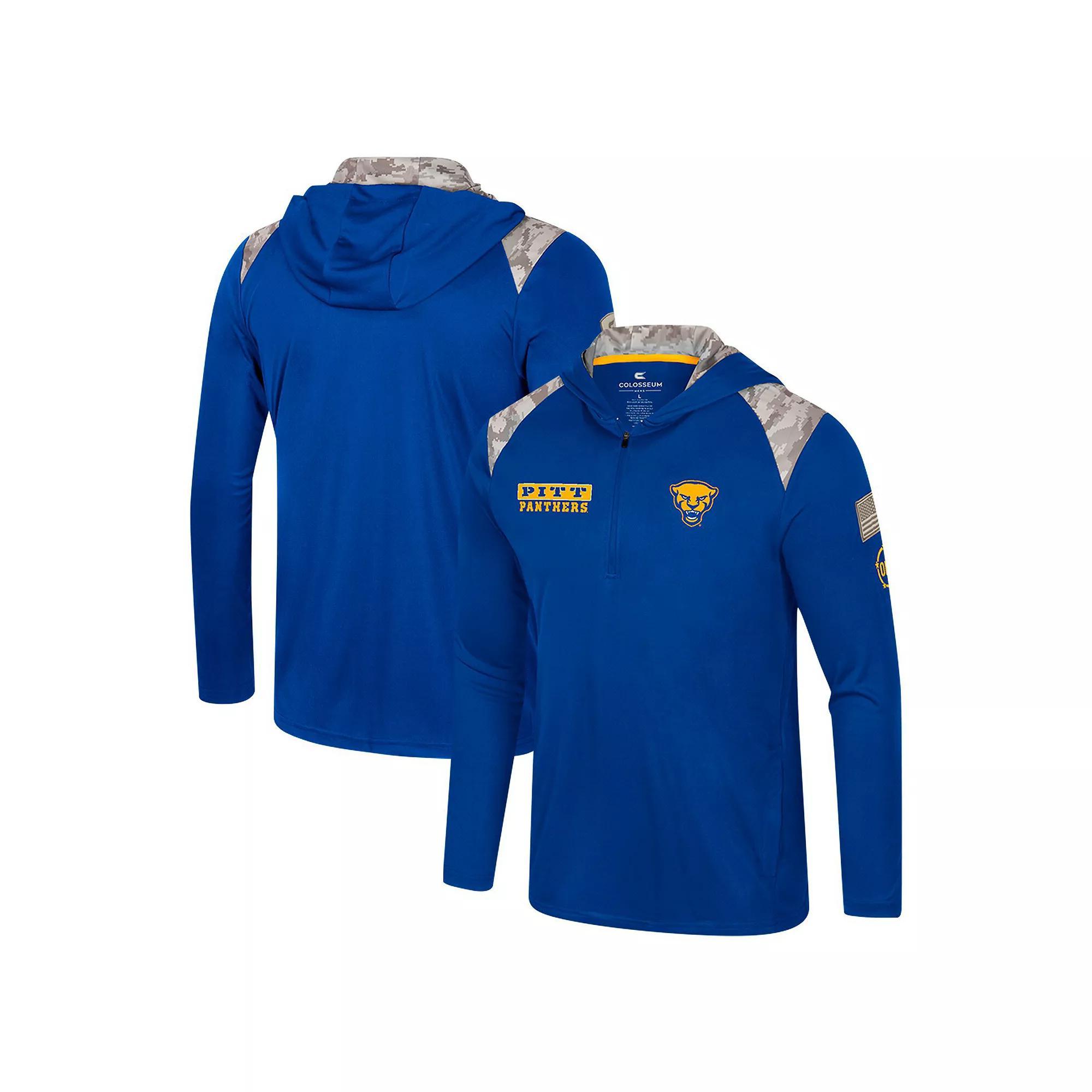 Men's Colosseum Royal Pitt Panthers OHT Military Appreciation Quarter-Zip Hoodie Jacket,  Product Image