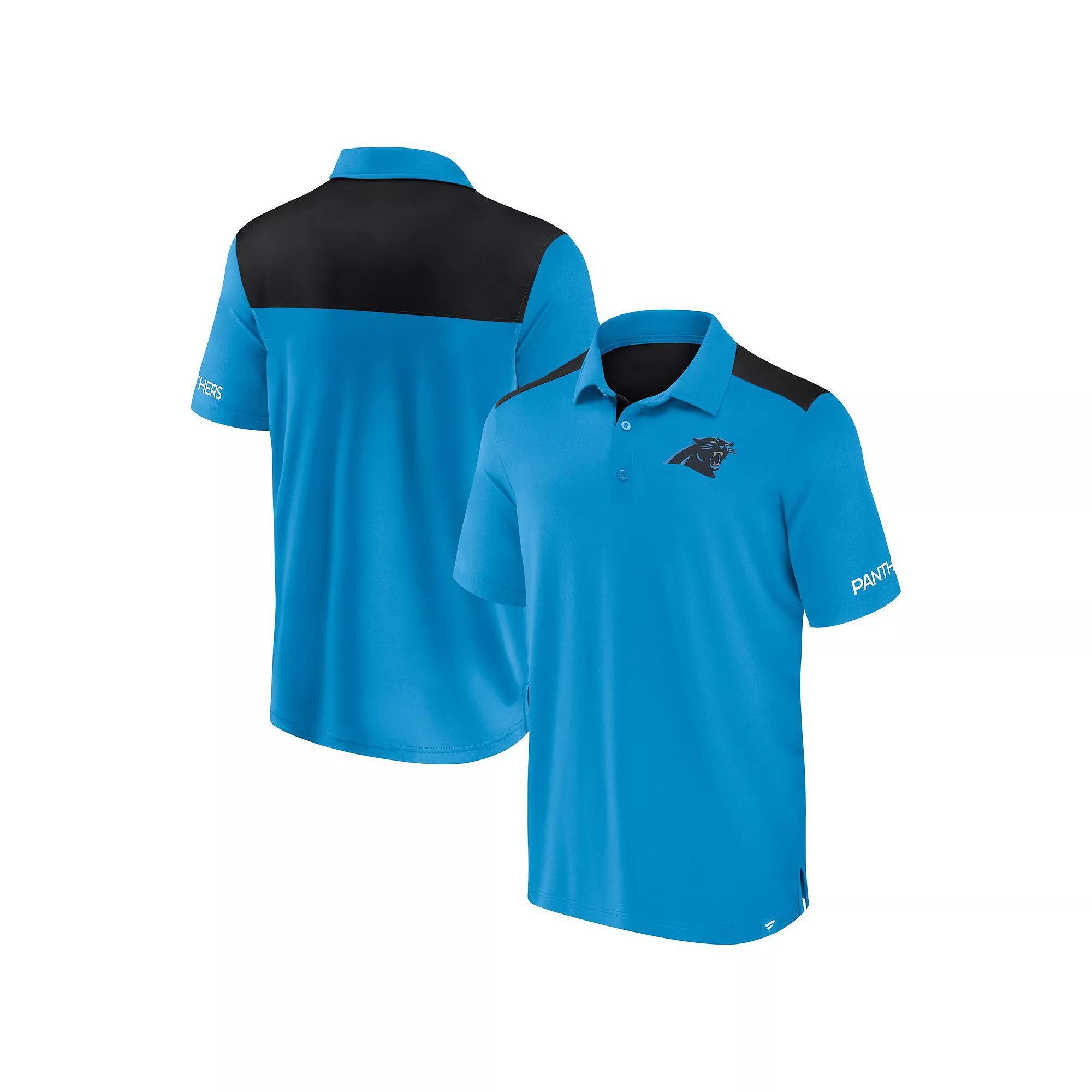 Men's Fanatics Blue/Black Carolina Panthers Colorblock Polo,  Product Image