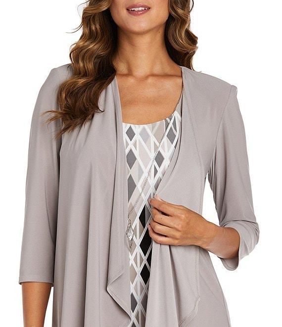 R & M Richards 3/4 Sleeve Scoop Neck Printed 2-Piece Jacket Dress Product Image