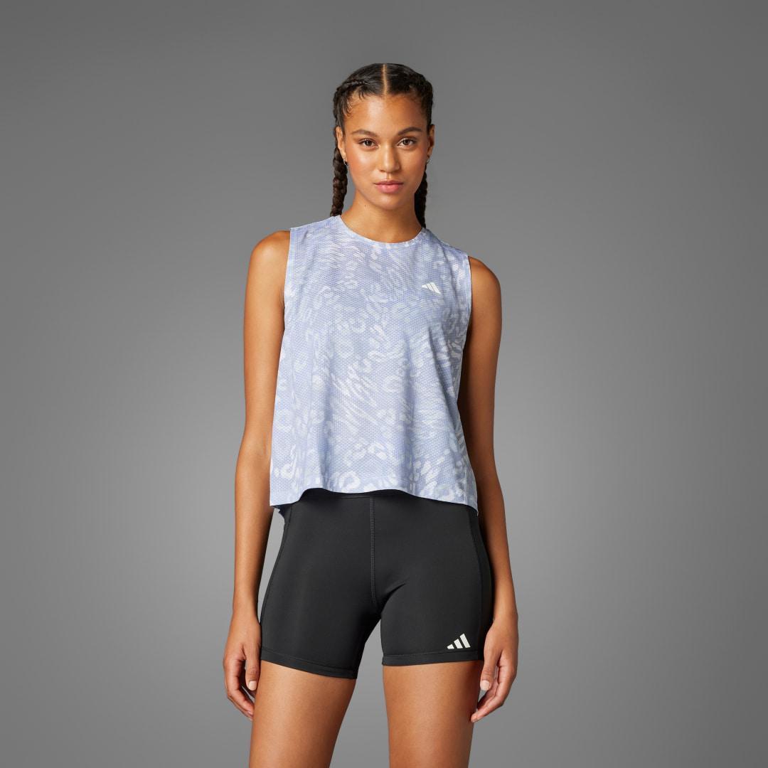 adidas Own the Run CLIMACOOL 3-Stripes Tank Top Dash Grey S Womens Product Image