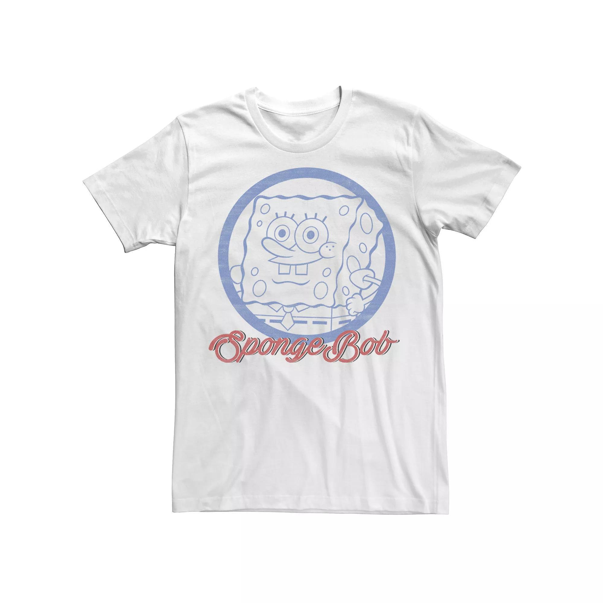 Men's Nickelodeon SpongeBob SquarePants Line Art Cursive Logo Portrait Graphic Tee, Size: 3XL, Light Blue Product Image