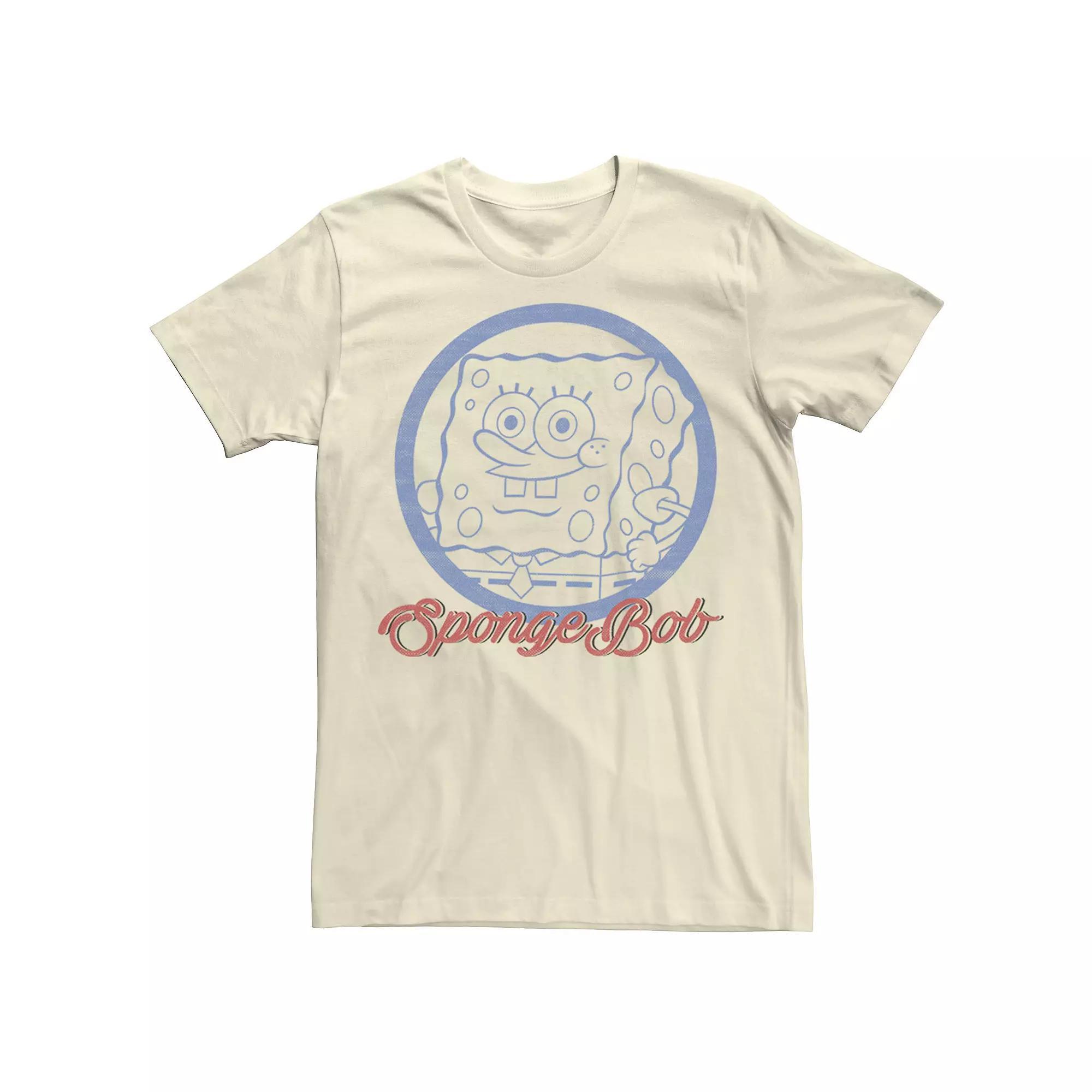 Men's Nickelodeon SpongeBob SquarePants Line Art Cursive Logo Portrait Graphic Tee,  Product Image