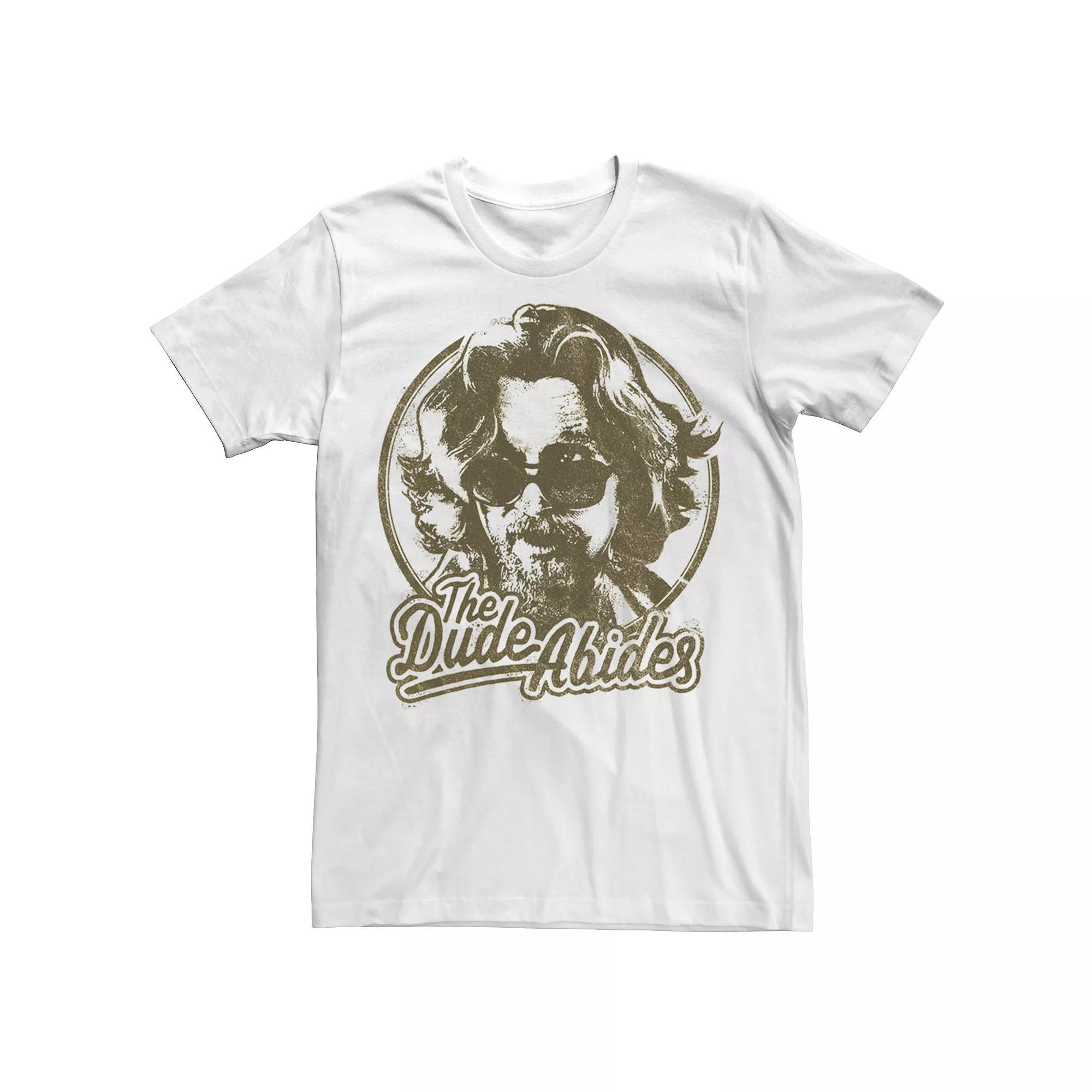 Men's Big Lebowski The Dude Abides Negative Head Shot Portrait Tee, Size: Large, White Product Image