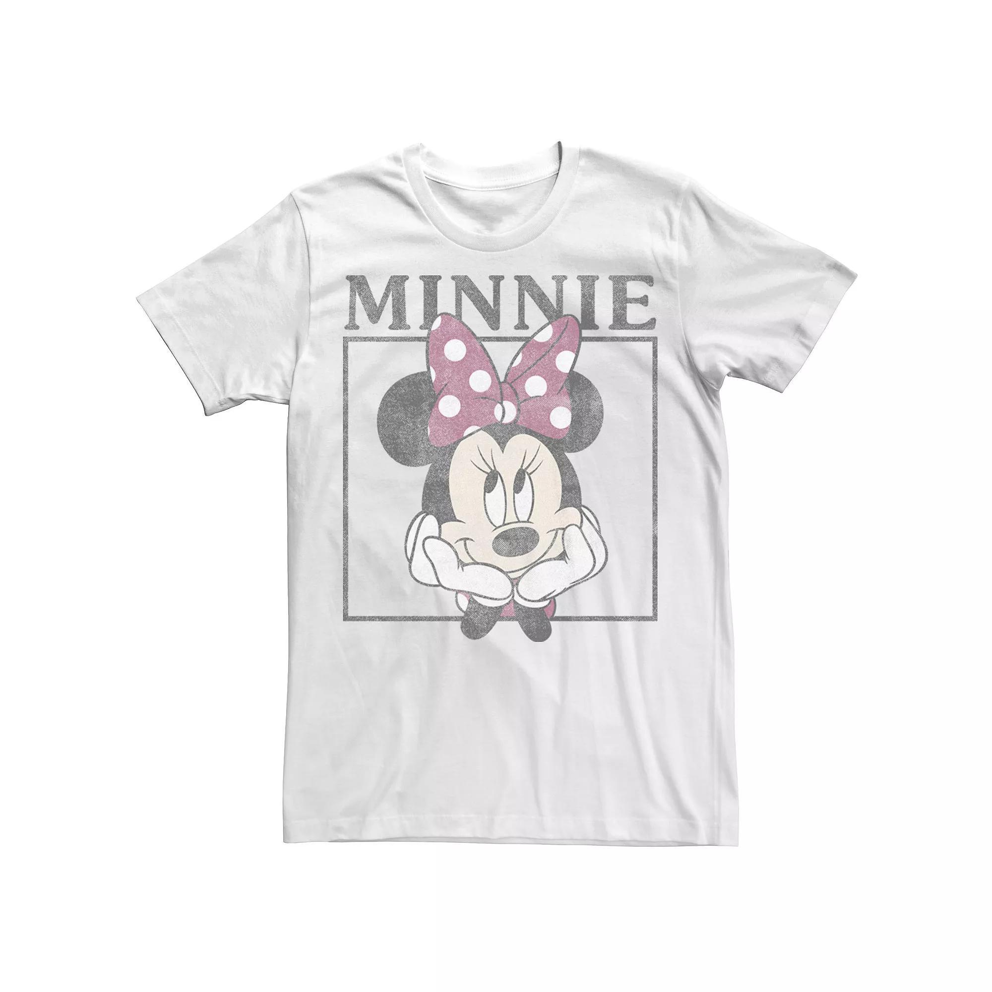 Disney's Minnie Mouse Men's Distressed Framed Portrait Tee, Boy's, Size: Medium, White Product Image