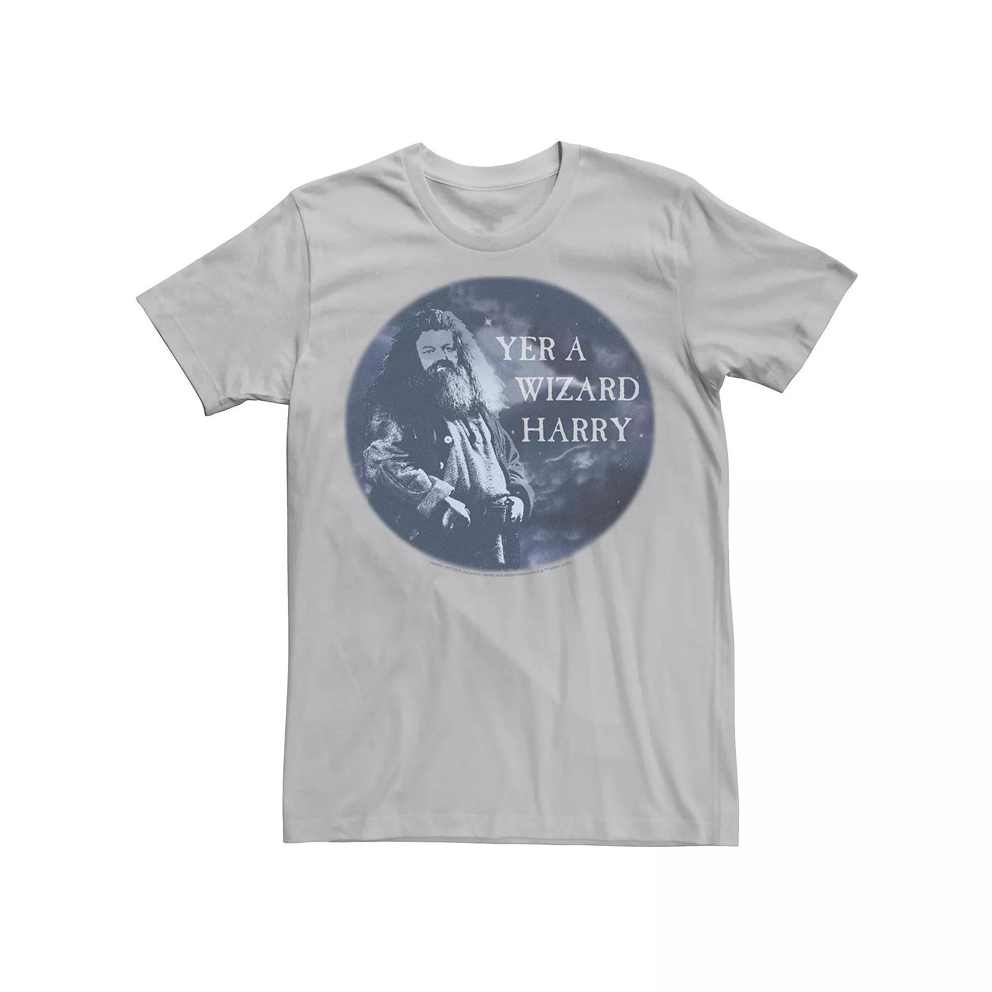 Men's Harry Potter Hagrid Yer A Wizard Harry Portrait Graphic Tee, Size: XXL, Silver Product Image