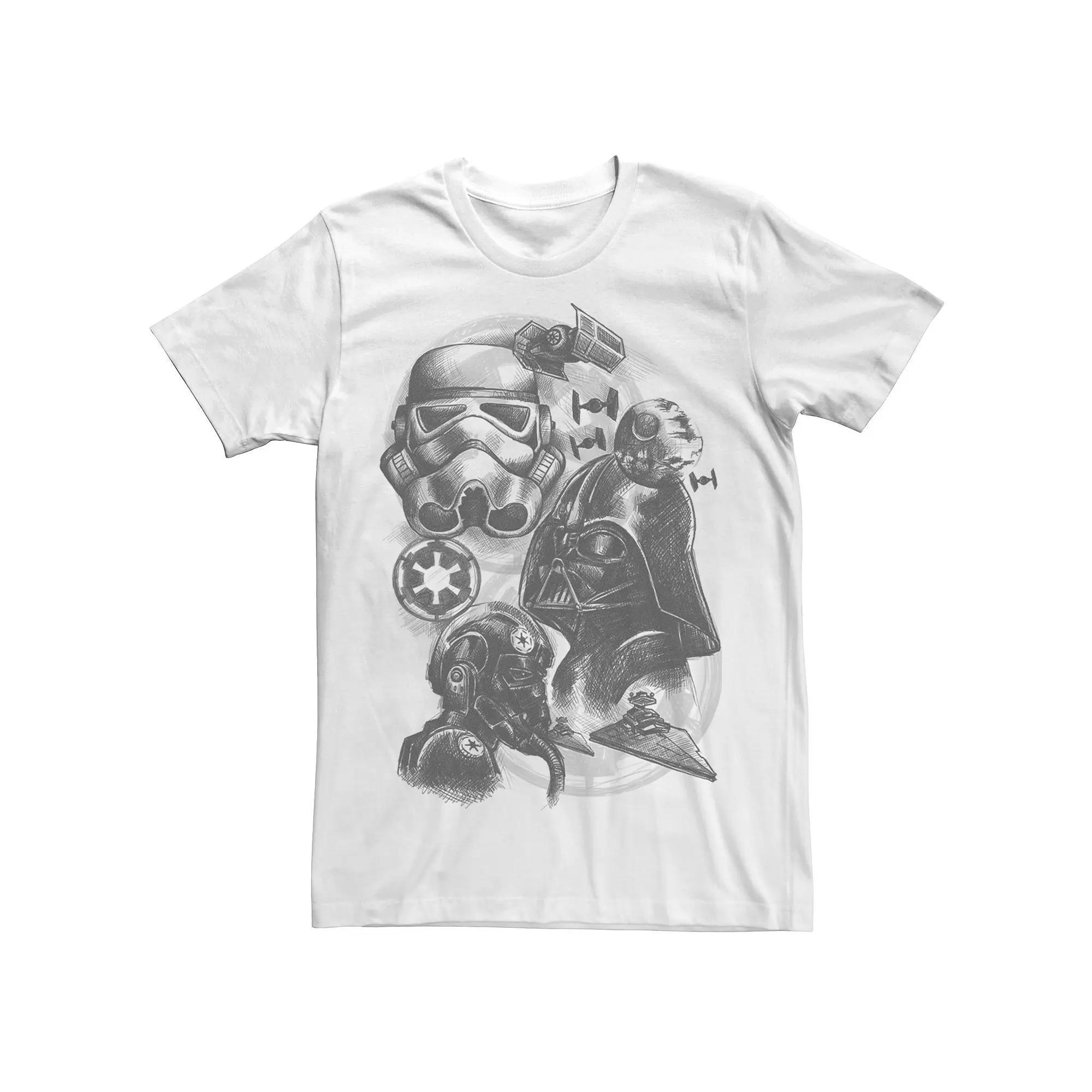 Men's Star Wars Dark Side Group Sketch Tee, Size: Large, White Product Image