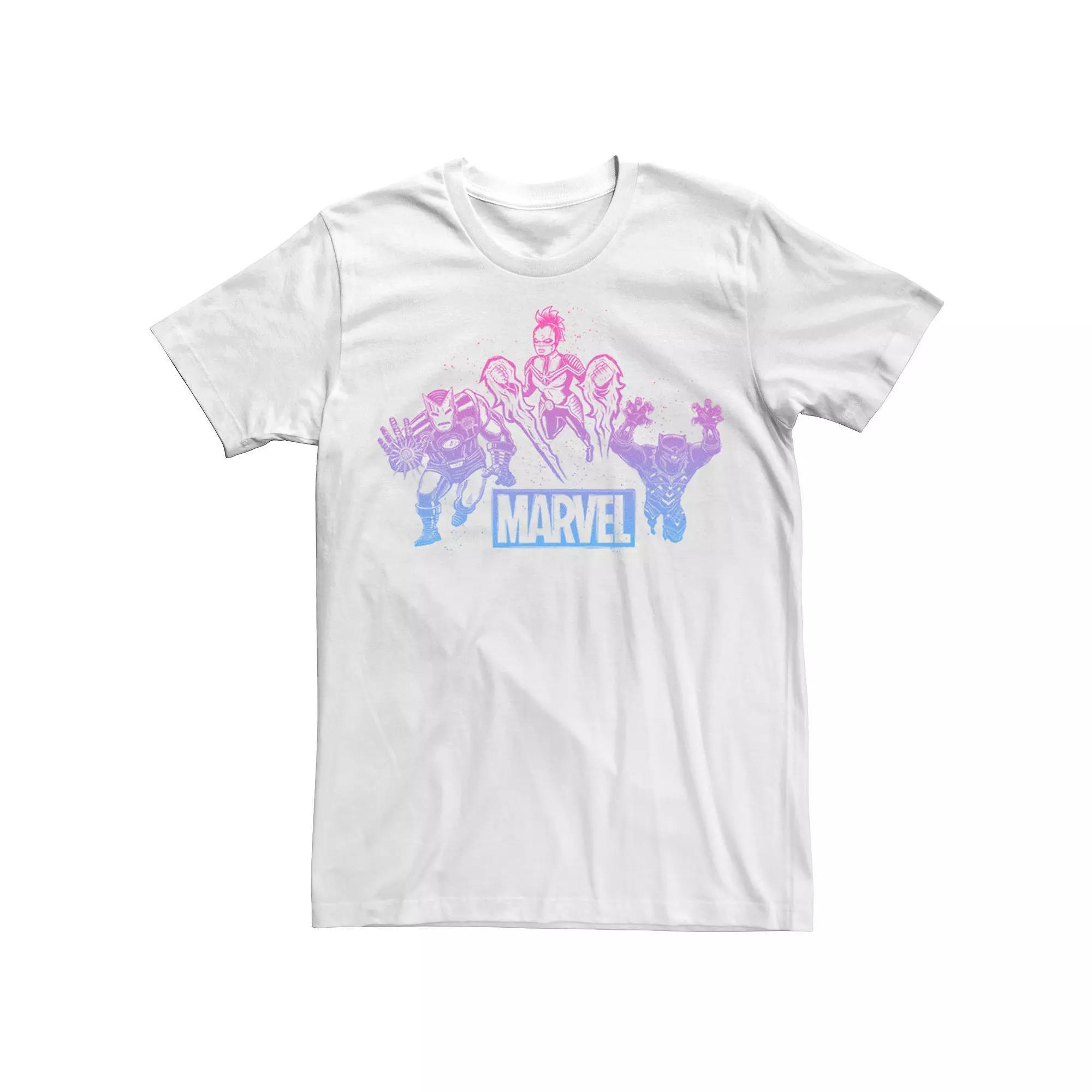Men's Marvel Gradient Trio Action Shot Tee, Size: Medium, White Product Image