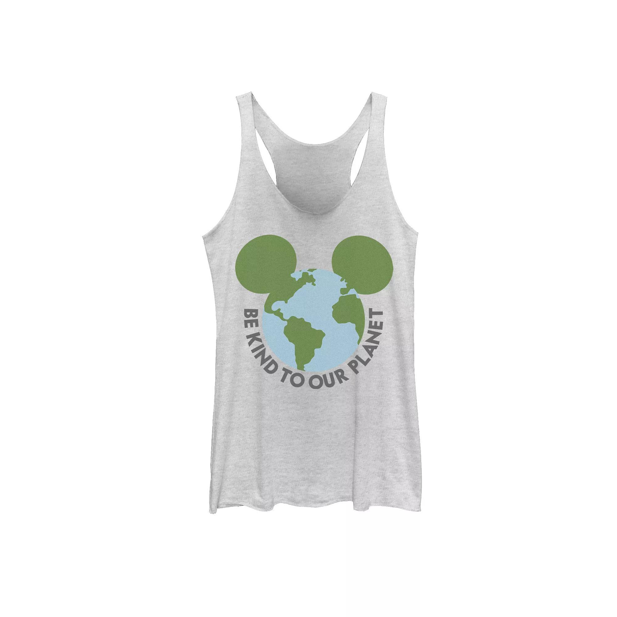 Disney's Mickey & Friends Mickey Be Kind To Our Planet Globe Racerback Tank Top, Girl's,  Product Image