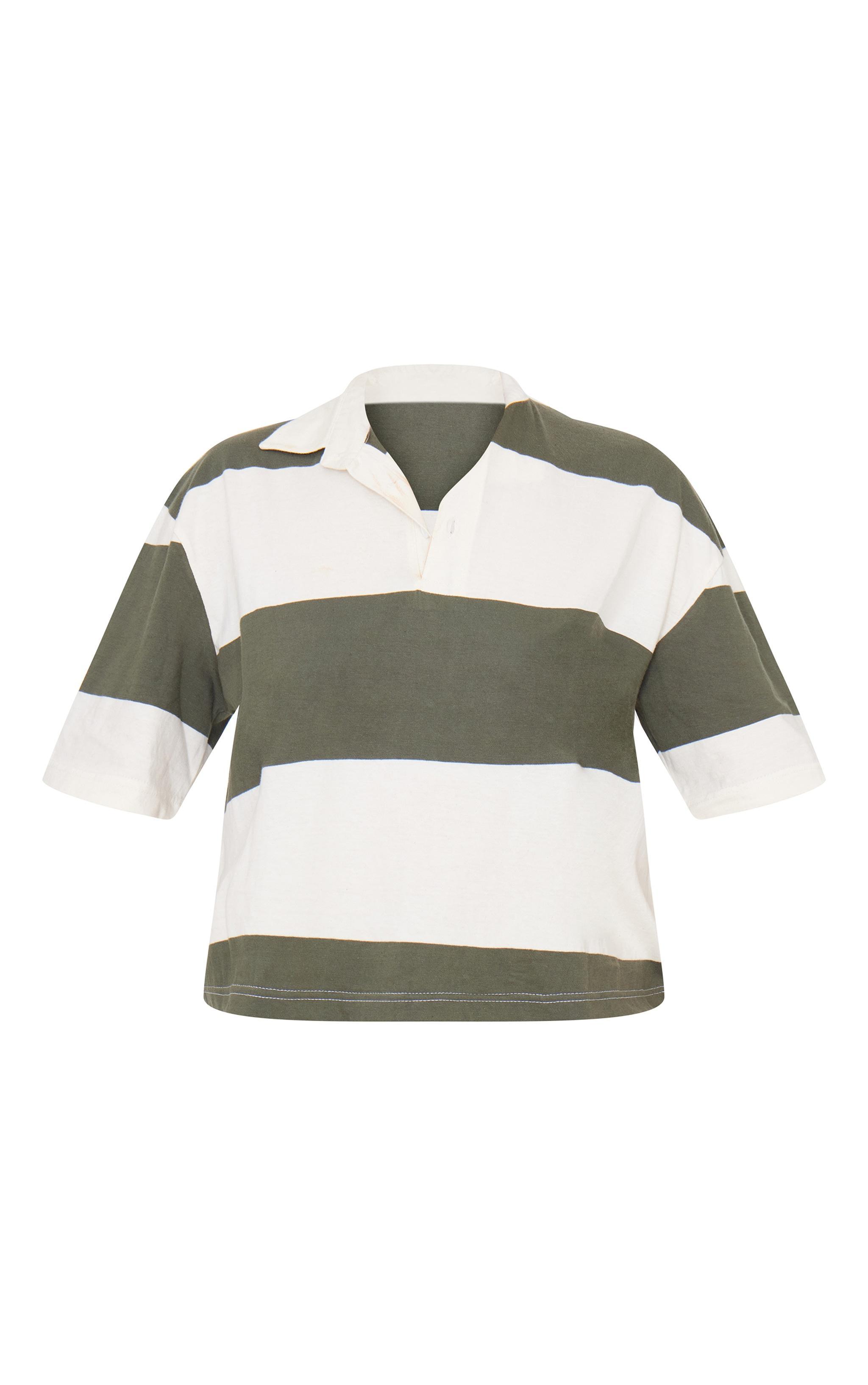 Forest Green Striped Collard T Shirt Product Image