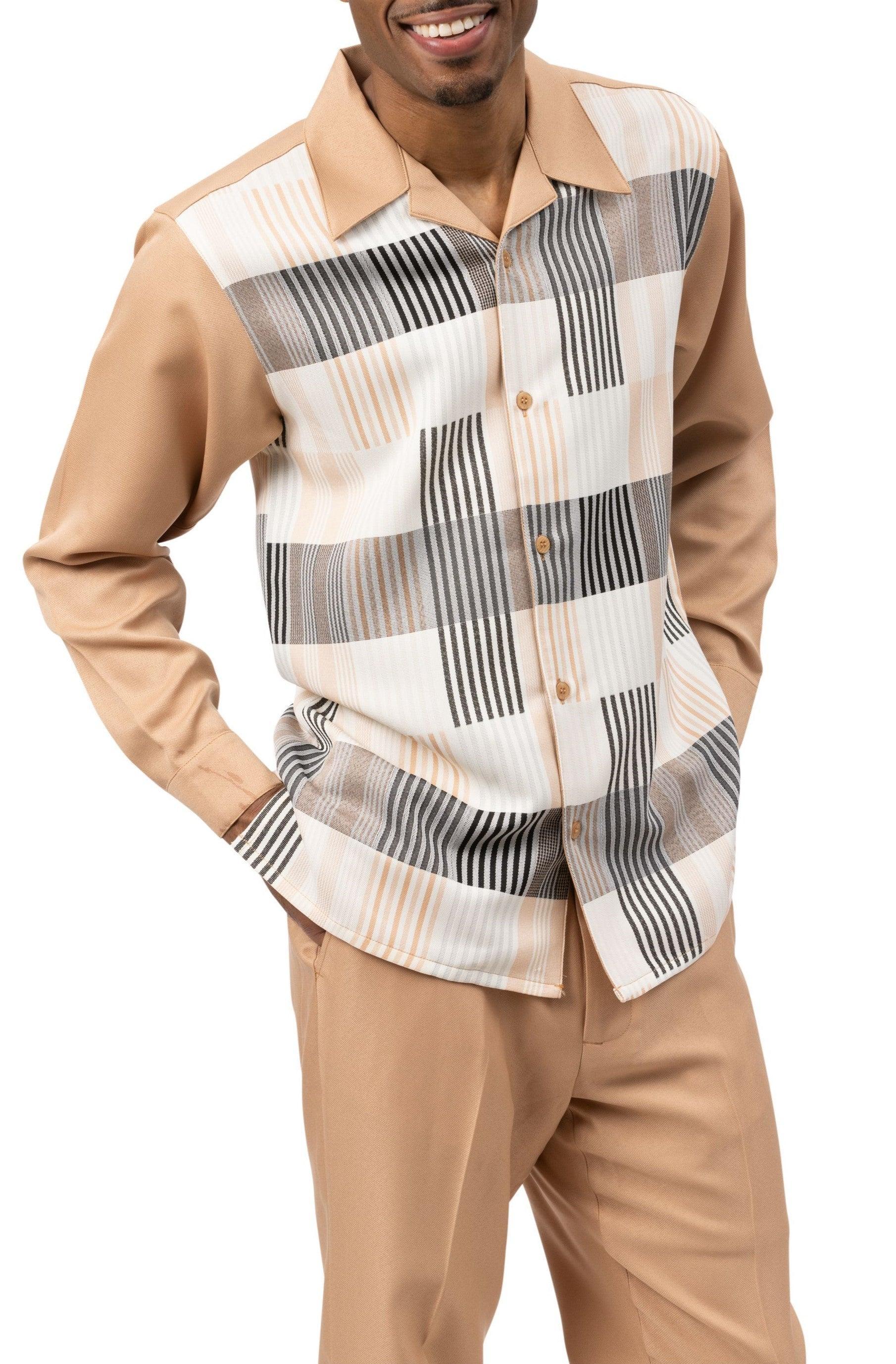 Camel Plaid Long Sleeve Walking Suit Product Image