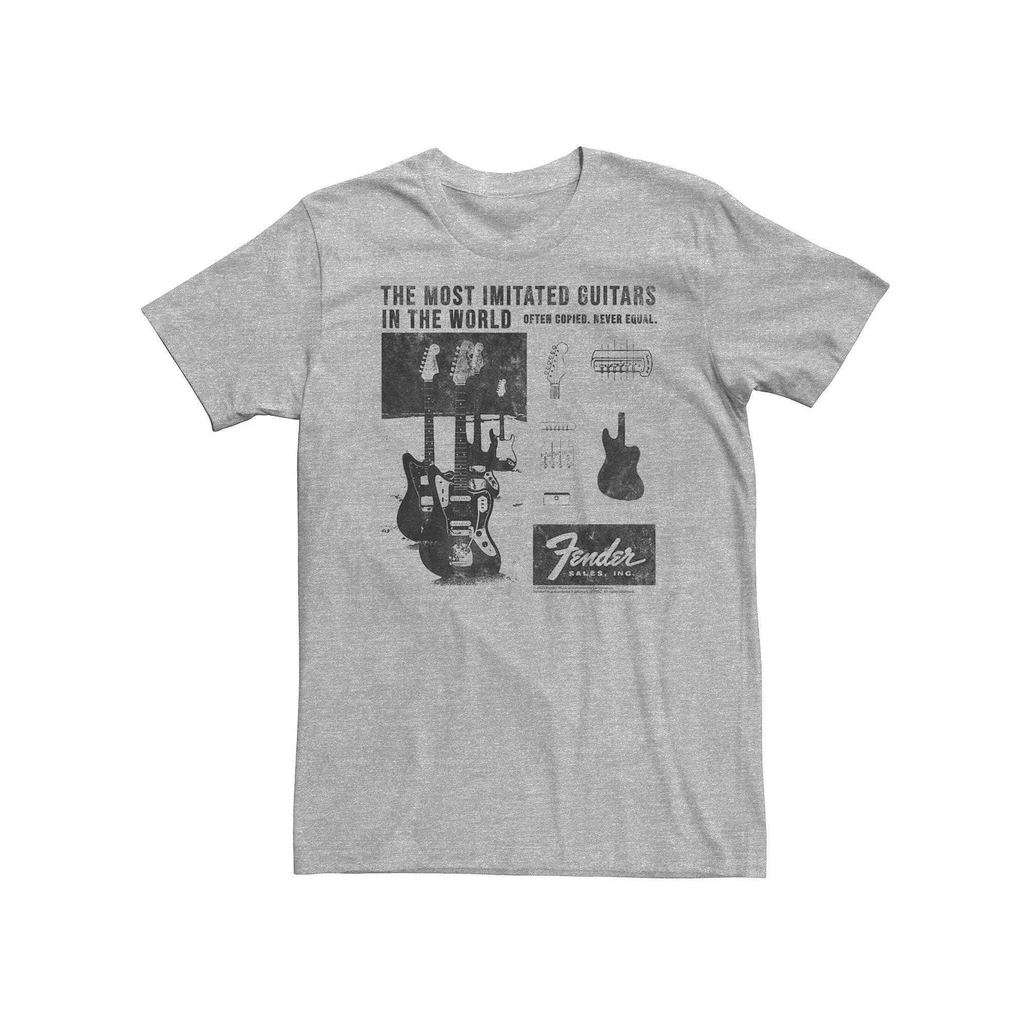 Big & Tall Fender The Most Imitated Guitars In The World Tee, Men's, Size: 4XLT, Athletic Grey Product Image