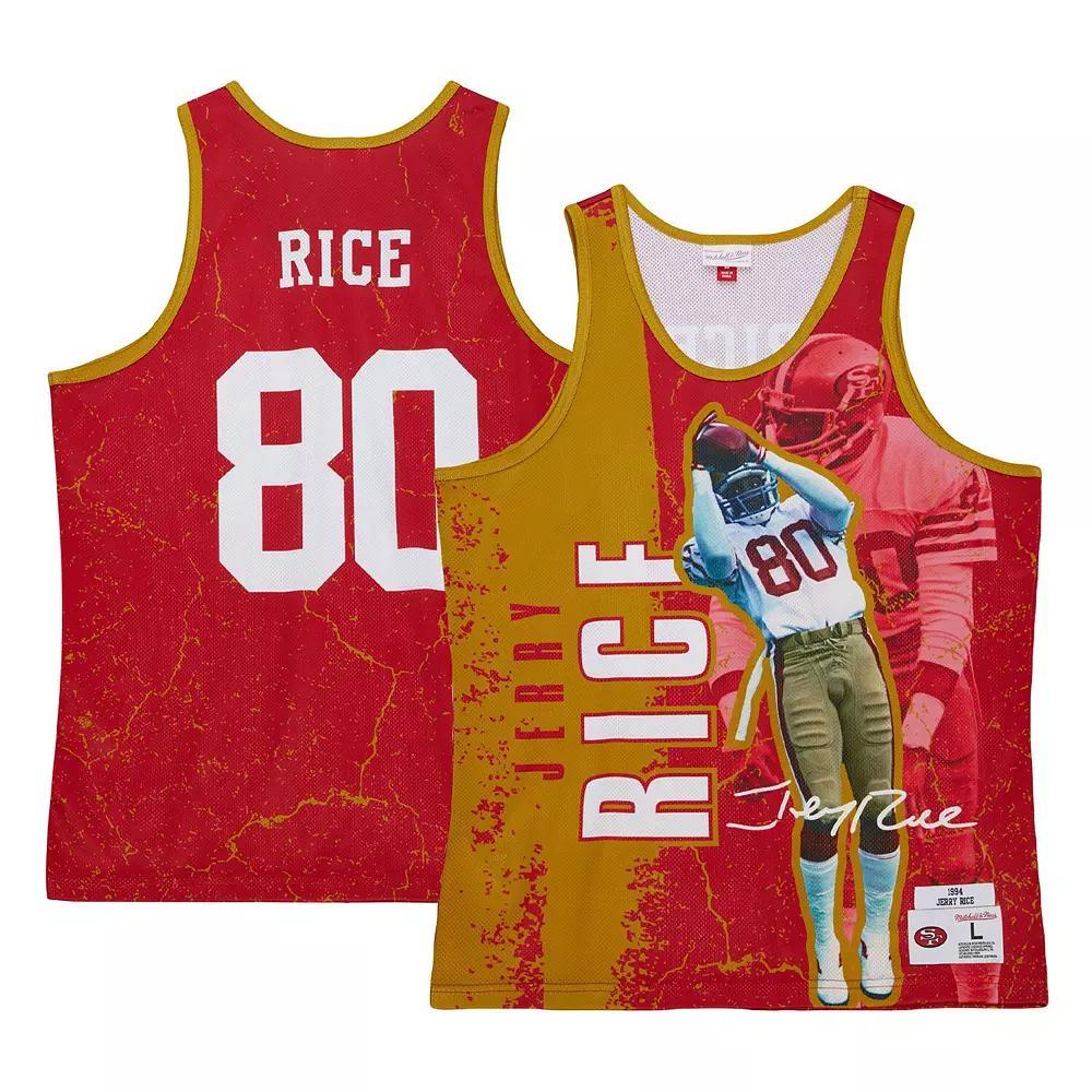 Men's Mitchell & Ness Jerry Rice Scarlet San Francisco 49ers 1994 Player Burst Tank Top,  Product Image