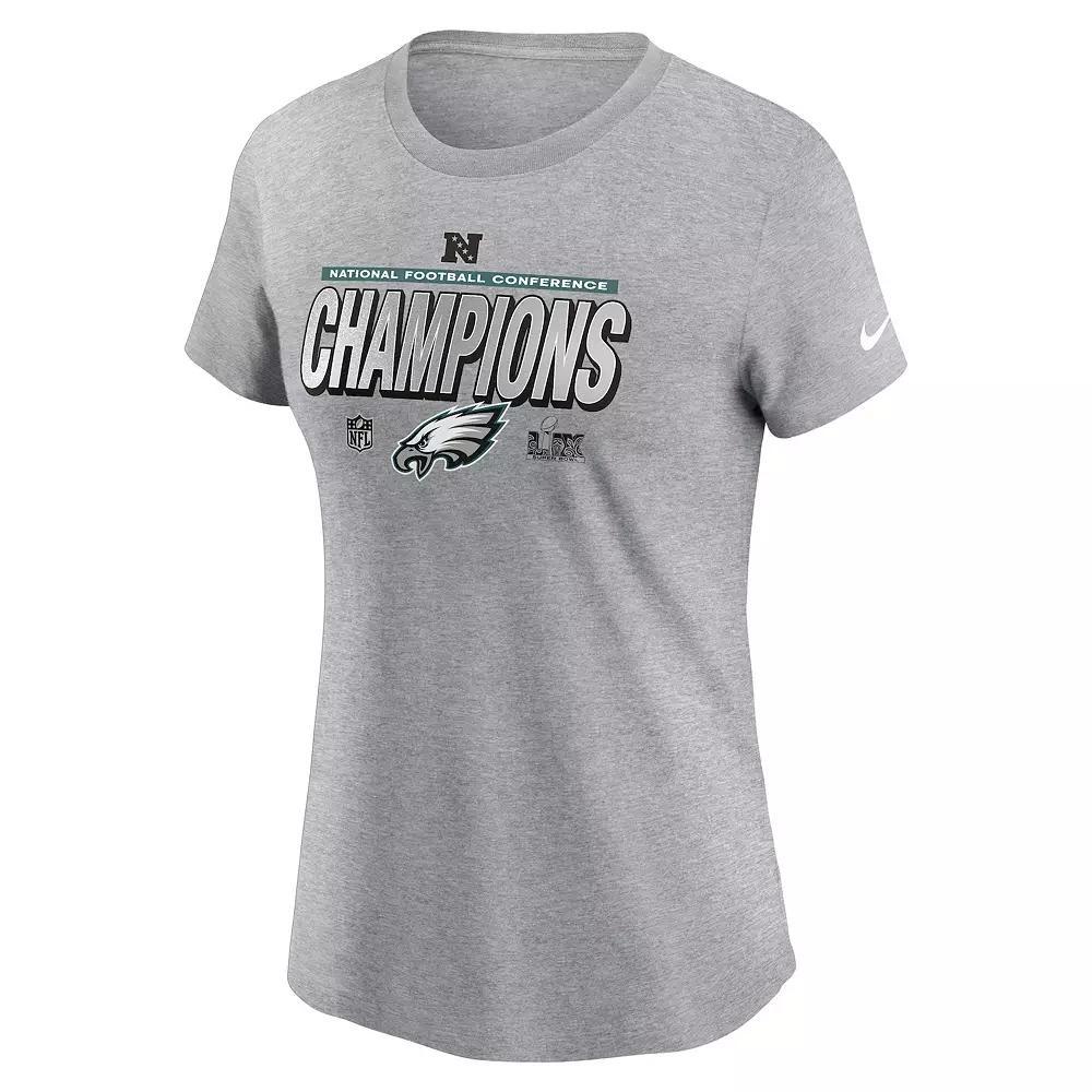 Women's Nike Philadelphia Eagles 2024 NFC Champions Locker Room Trophy Collection Graphic Tee, Size: XXL, Gray Product Image