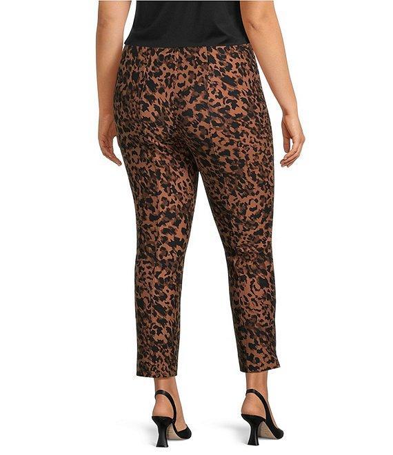Slim Factor by Investments Plus Size Ponte Knit No-Waist Ankle Leopard Pants Product Image