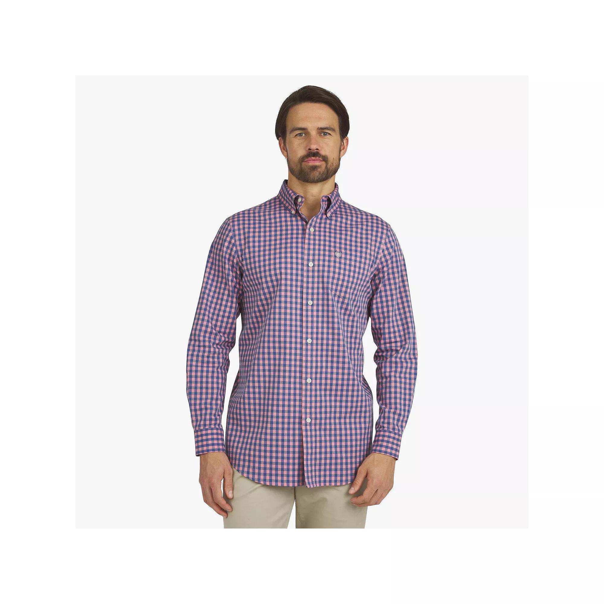 Men's Chaps Woven Long Sleeve Button-Down Shirt, Size: Medium, Pool Blue Product Image