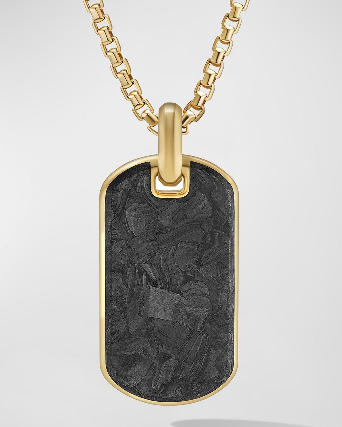 Mens Forged Carbon Tag Pendant in 18K Gold, 42mm Product Image