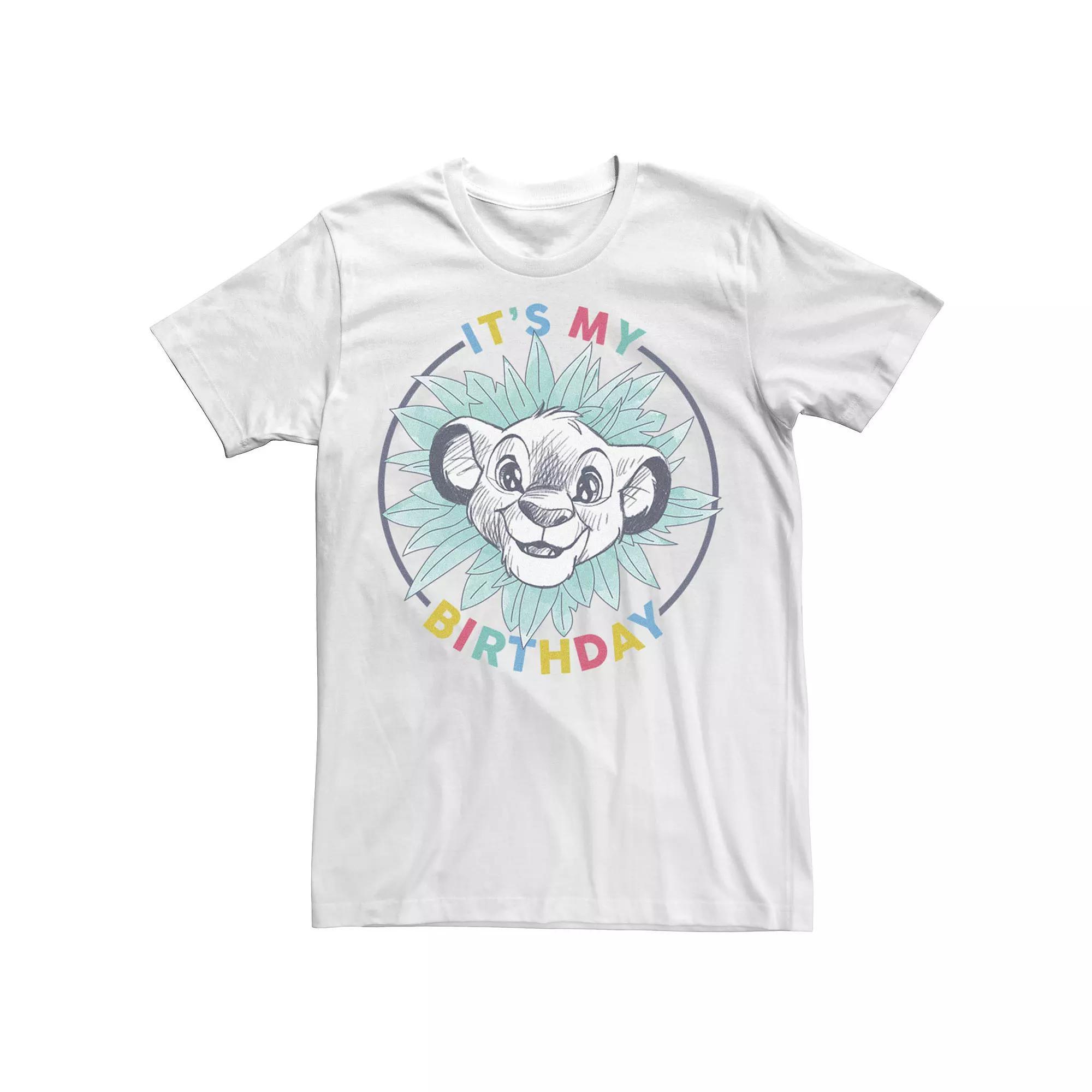 Disney's The Lion King Men's It's My Birthday Simba Tee, Size: XXL, White Product Image