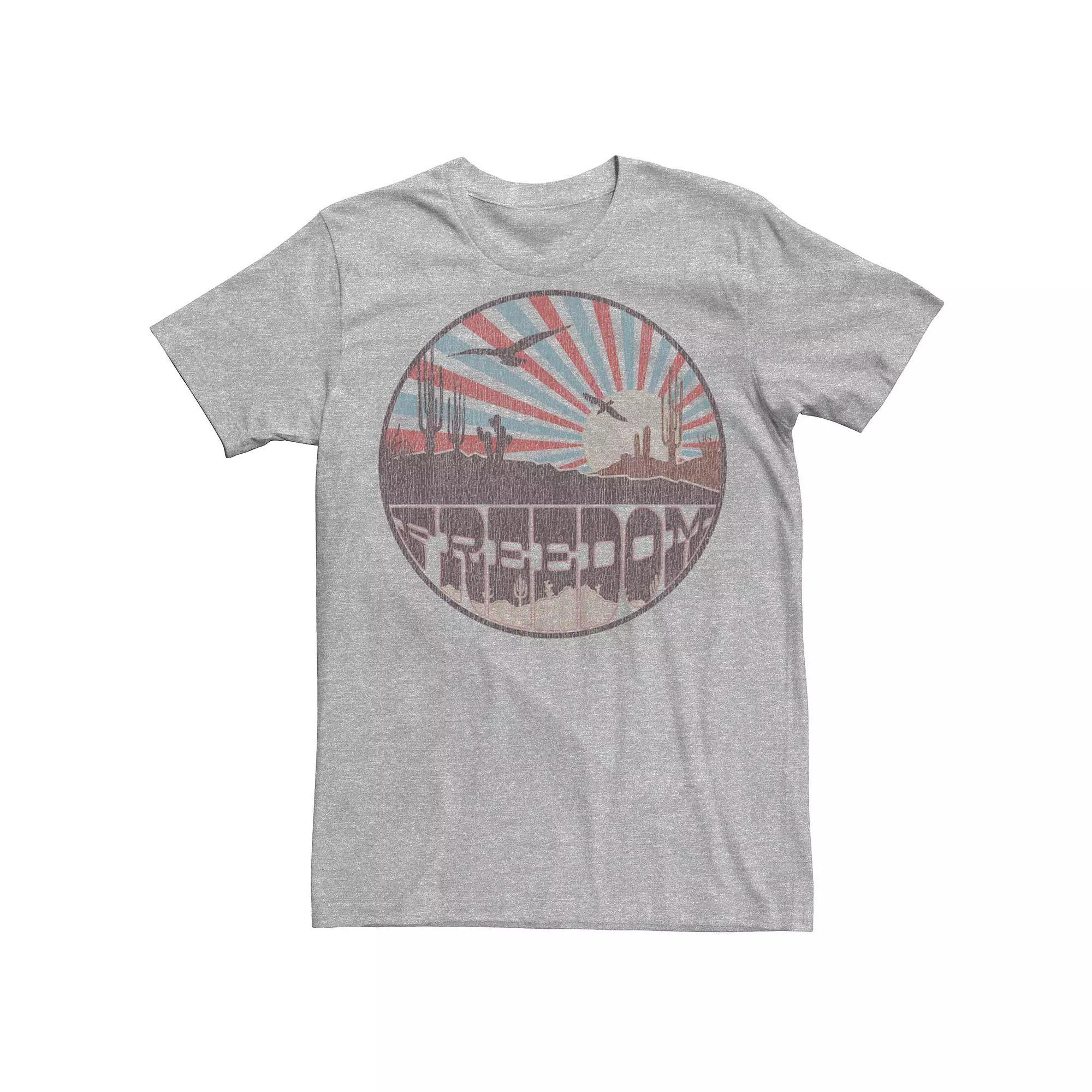 Men's Freedom Vintage Desert Graphic Tee, Size: Large, Athletic Grey Product Image