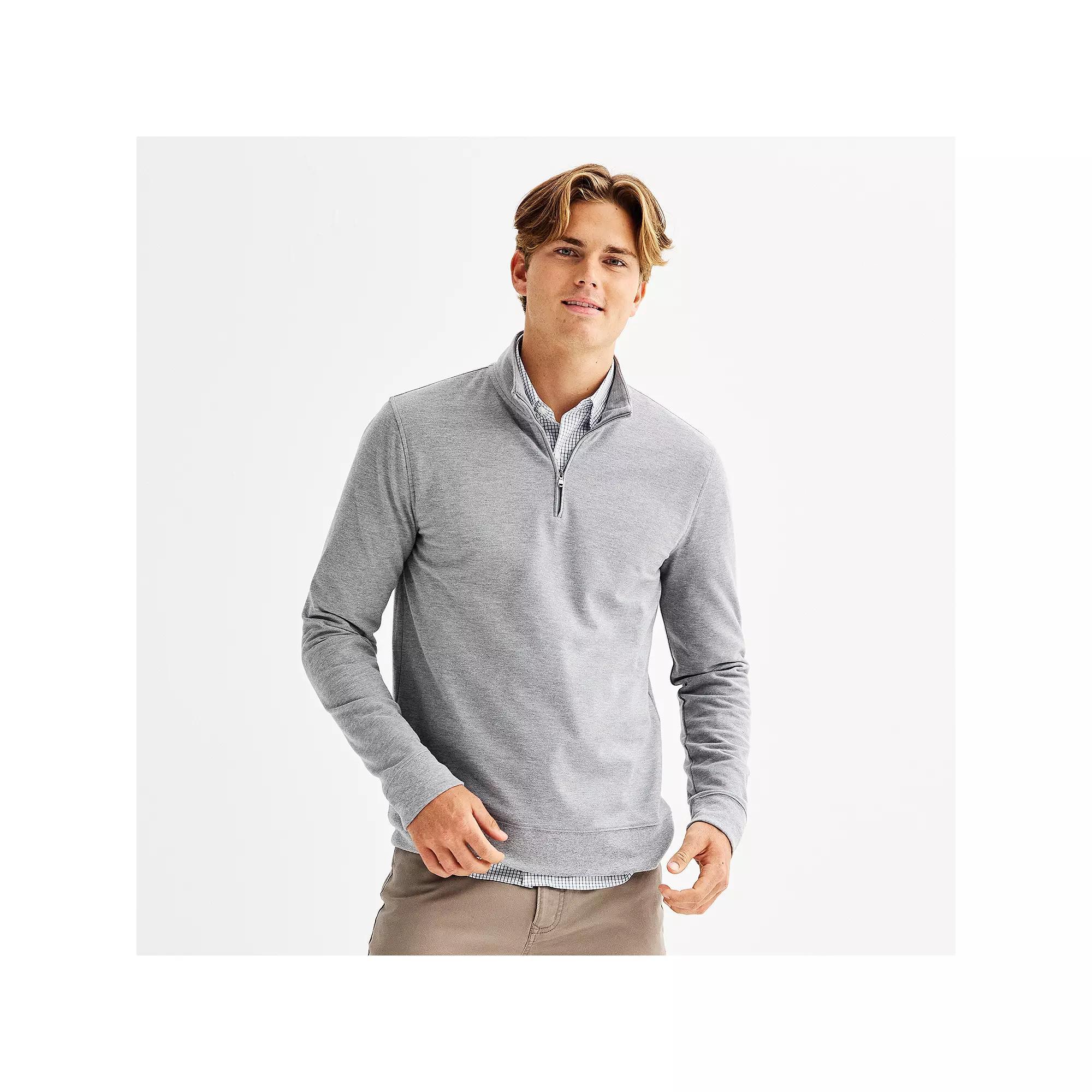 Men's Sonoma Goods For Life® Long Sleeve Essential Pique 1/4-Zip Pullover, Size: Small, Medium Mineral Product Image