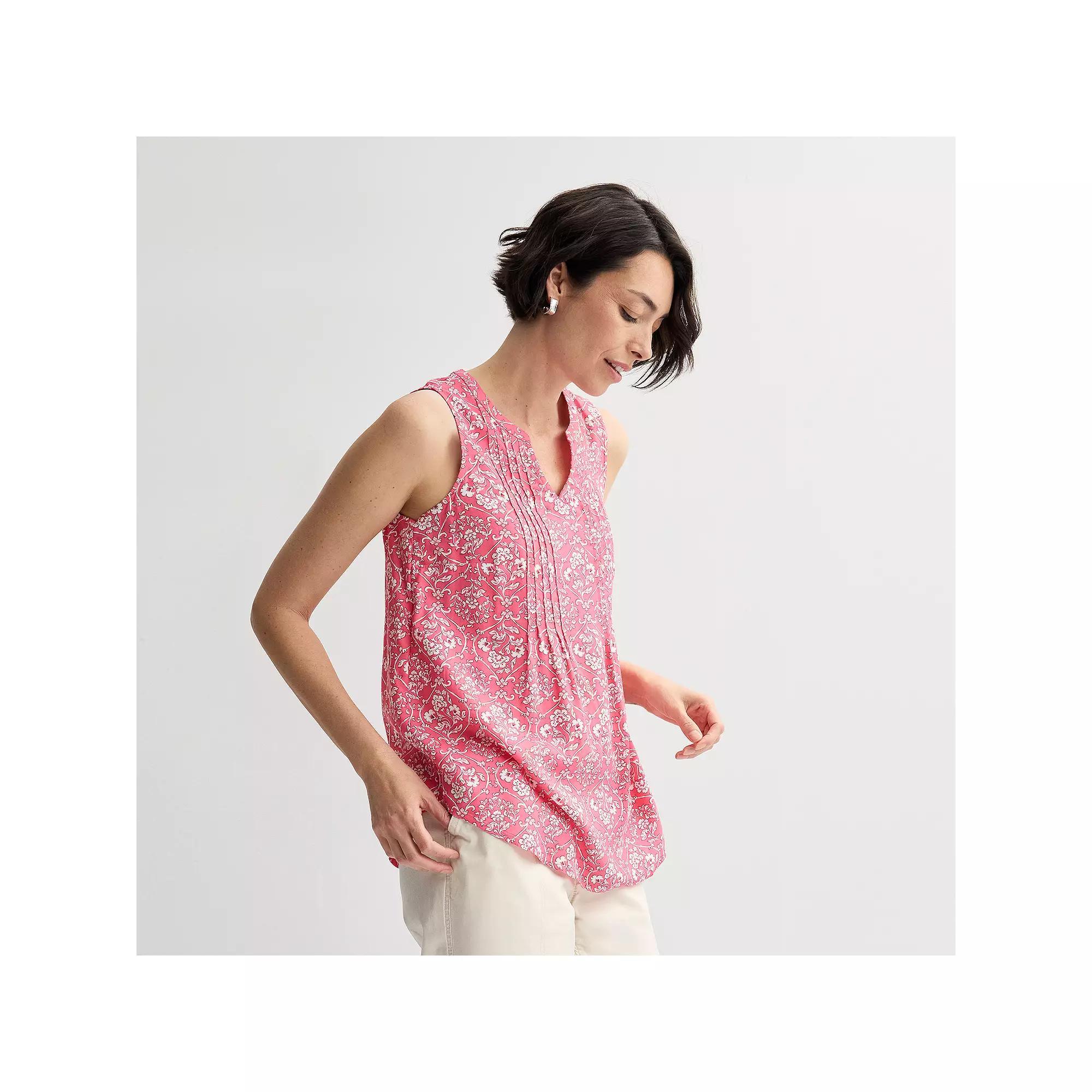 Petite Croft & Barrow® Pintuck Sleeveless Shell Top, Women's,  Product Image