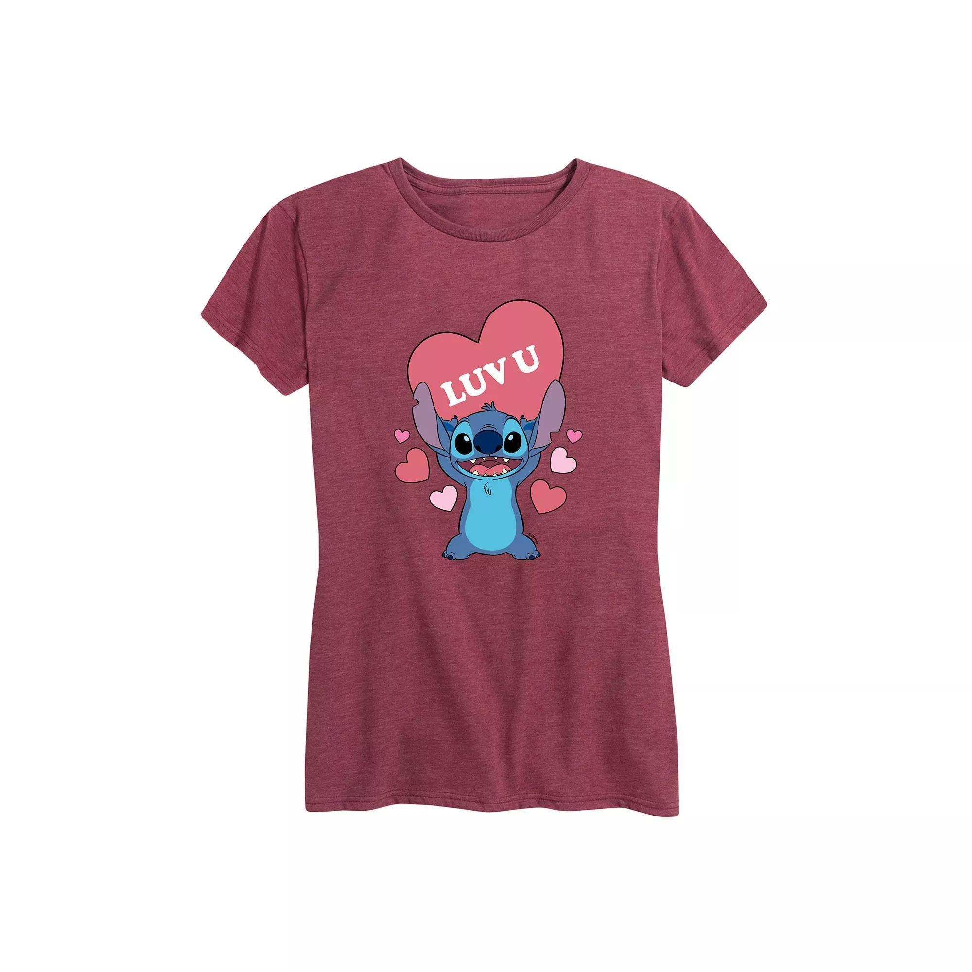 Disney's Lilo & Stitch Women's Luv U Heart Graphic Tee,  Product Image