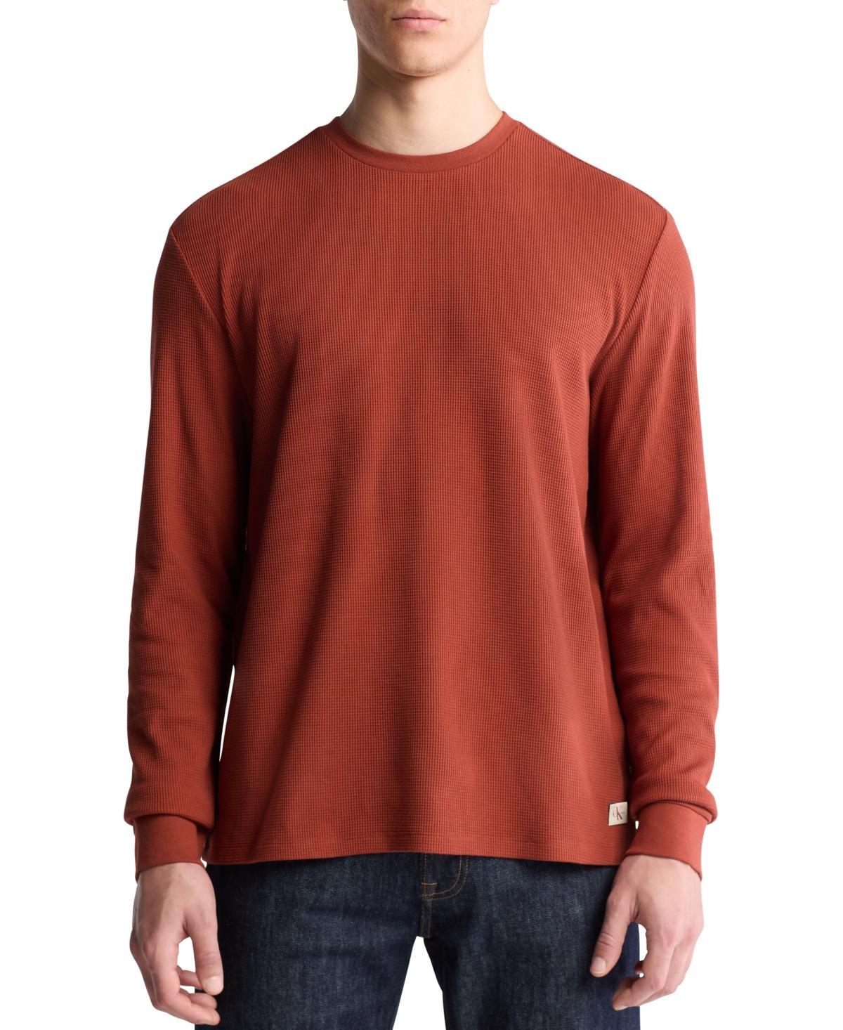 Calvin Klein Mens Waffle Crewneck T-Shirt - Brown - XXL Product Image