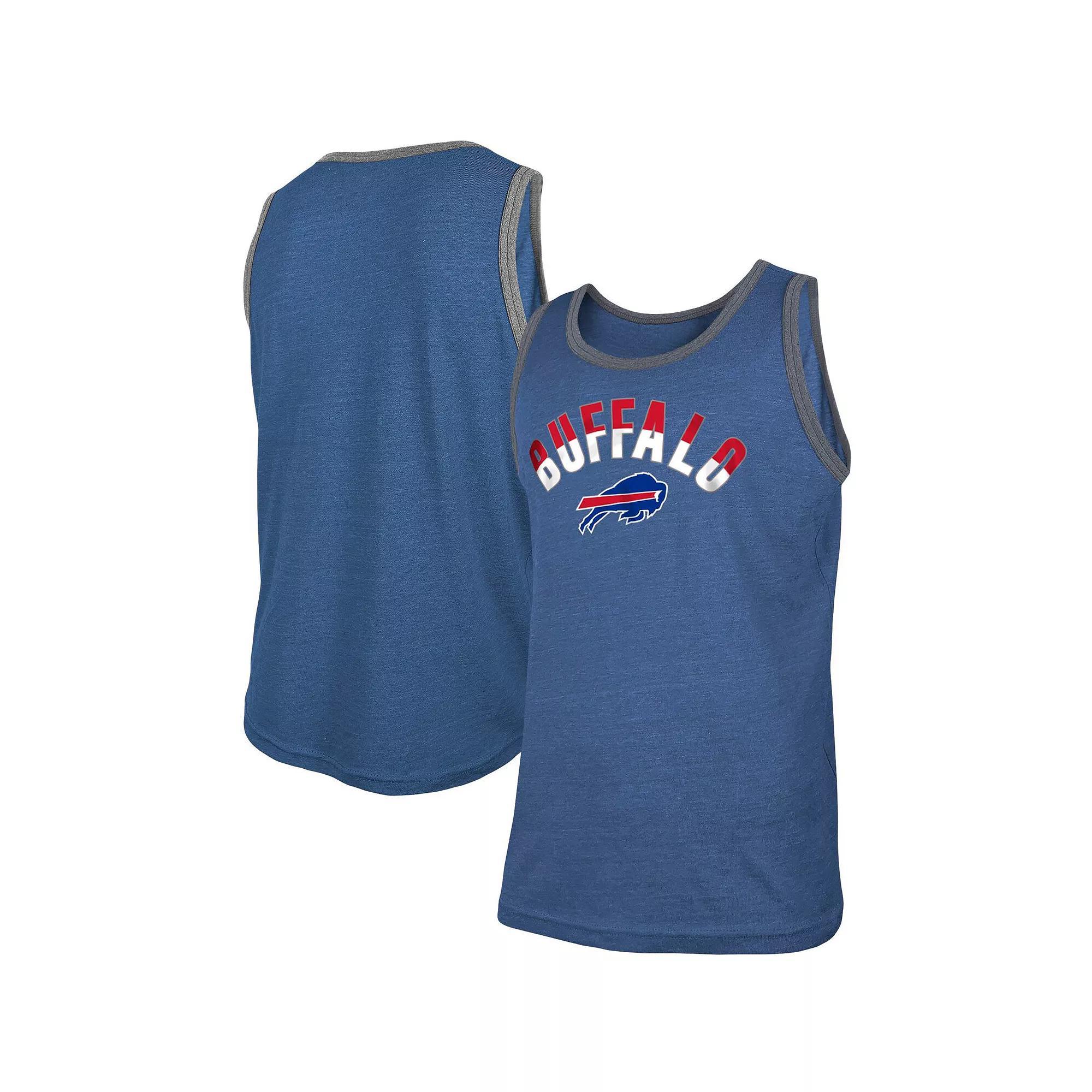 Men's New Era Heathered Royal Buffalo Bills Ringer Tri-Blend Tank Top,  Product Image