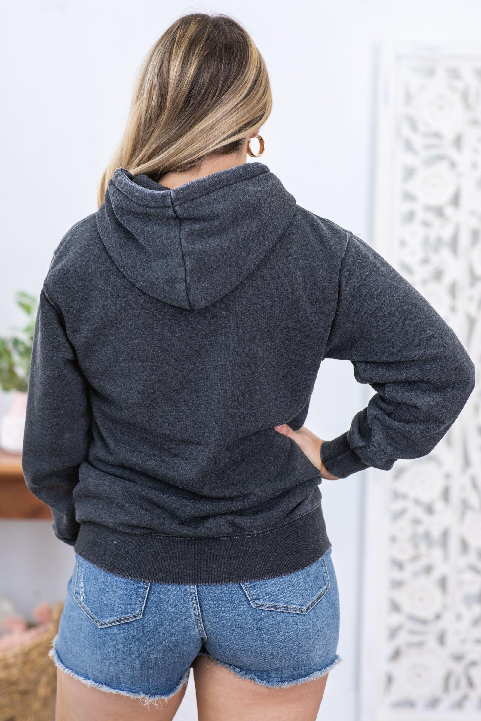 Dark Charcoal Burnout Boyfriend Fit Hoodie Product Image