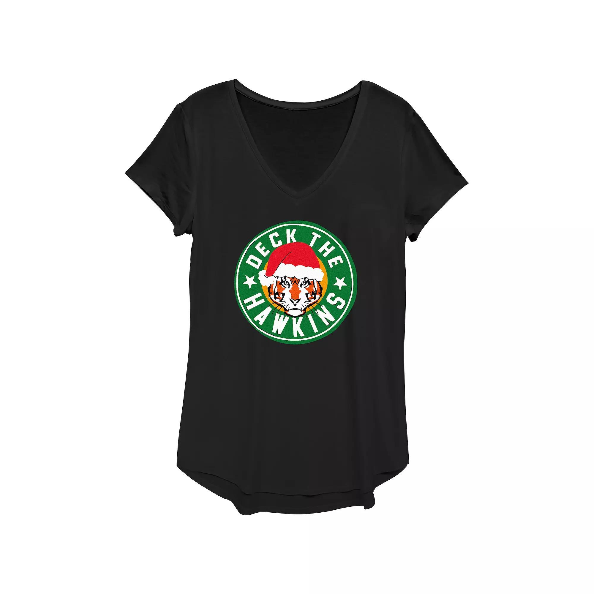 Women's Stranger Things Deck The Hawkins Graphic Tee,  Product Image