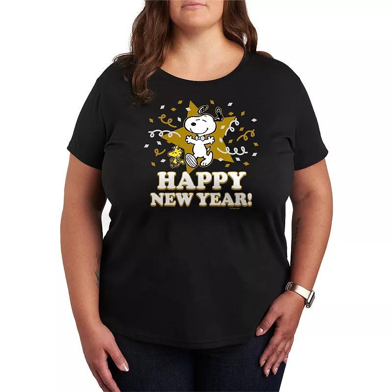 Plus Size Peanuts Snoopy Happy New Year Graphic Tee, Womens Product Image