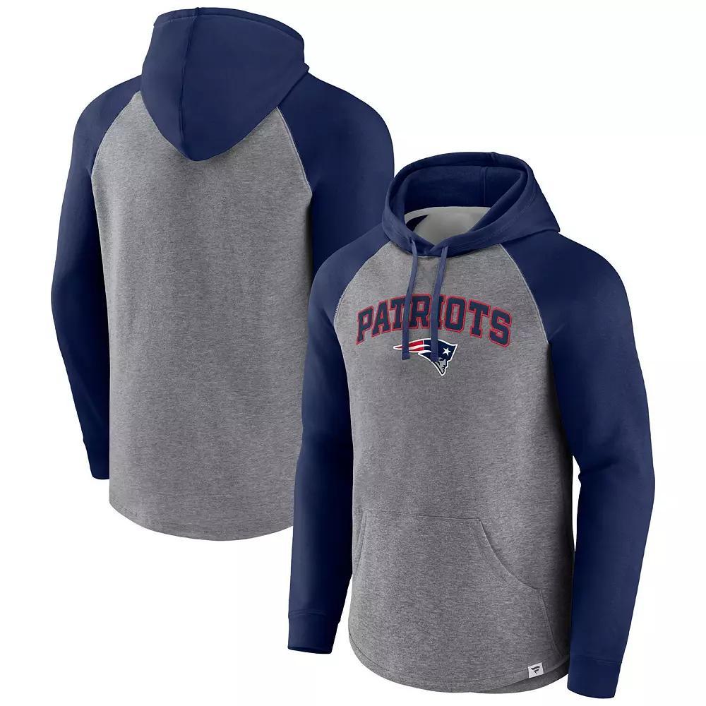 Mens Fanatics Branded Heathered Gray/Navy New England Patriots By Design Raglan Pullover Hoodie Product Image