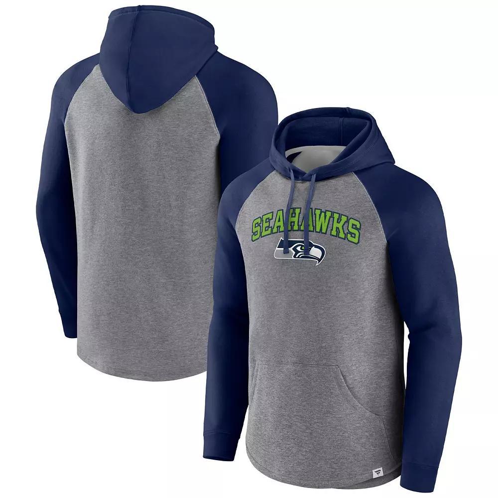 Mens Fanatics Branded Heathered Gray/Navy New England Patriots By Design Raglan Pullover Hoodie Product Image