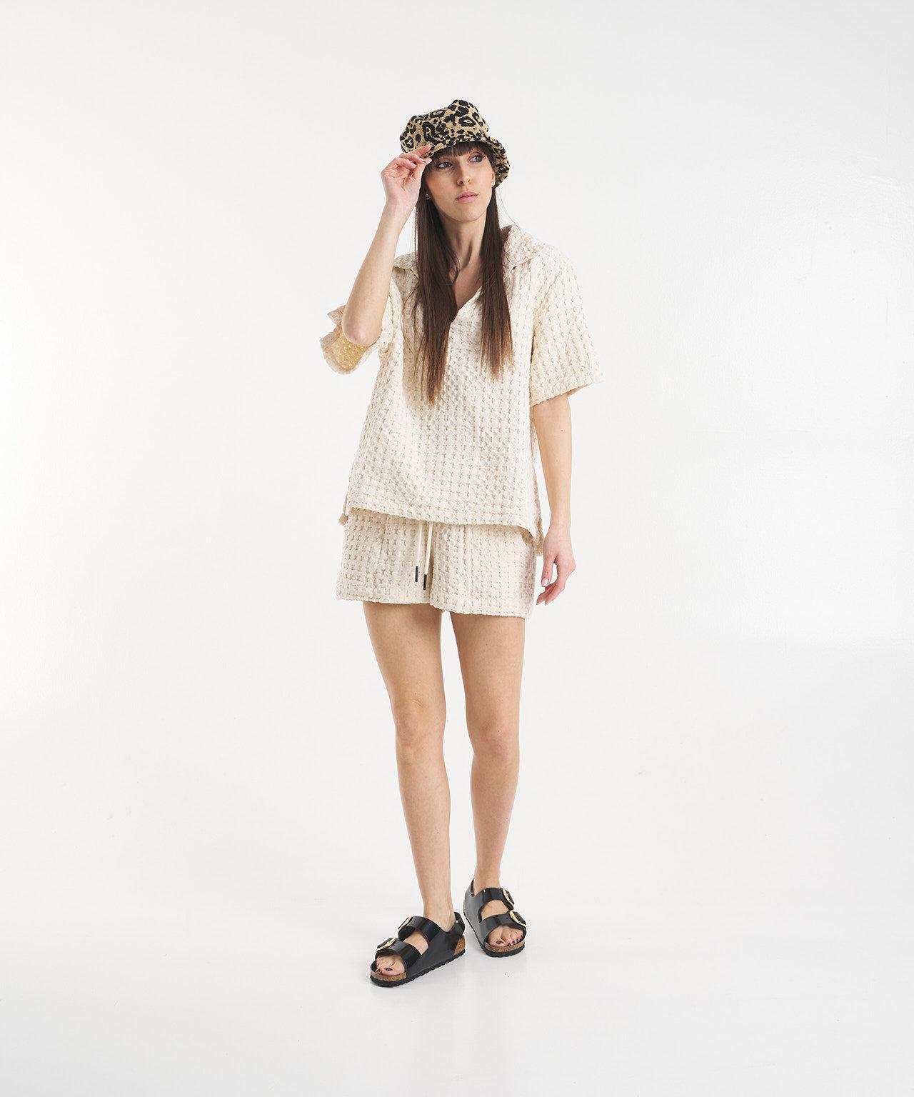 Shorts 'Ecru Drizzle Waffel' Product Image