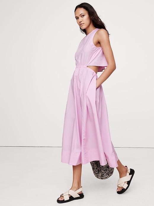 Cotton Poplin Cut-Out Midi Dress Product Image