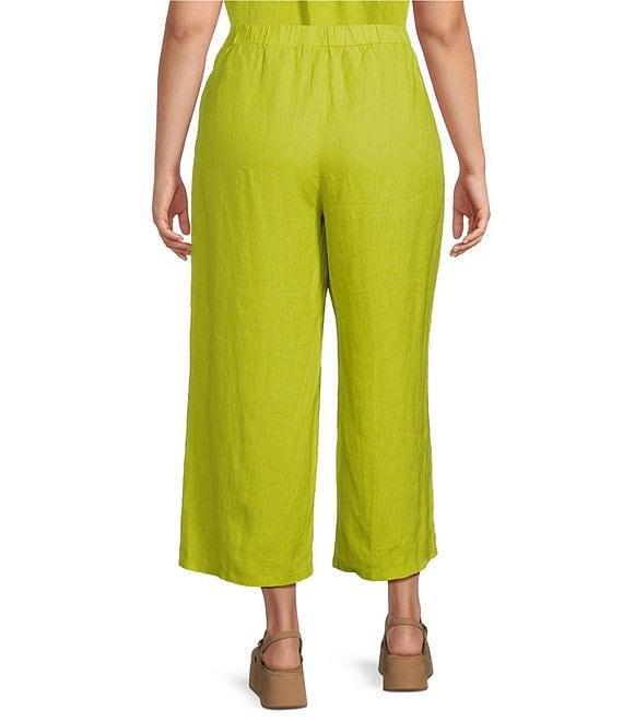 Eileen Fisher Plus Organic Linen Elastic Waist Wide Leg Pants Product Image