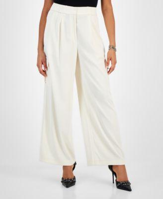 Bar Iii Womens Pleated Wide-Leg Cargo-Pocket Pants, Created for Macys Product Image