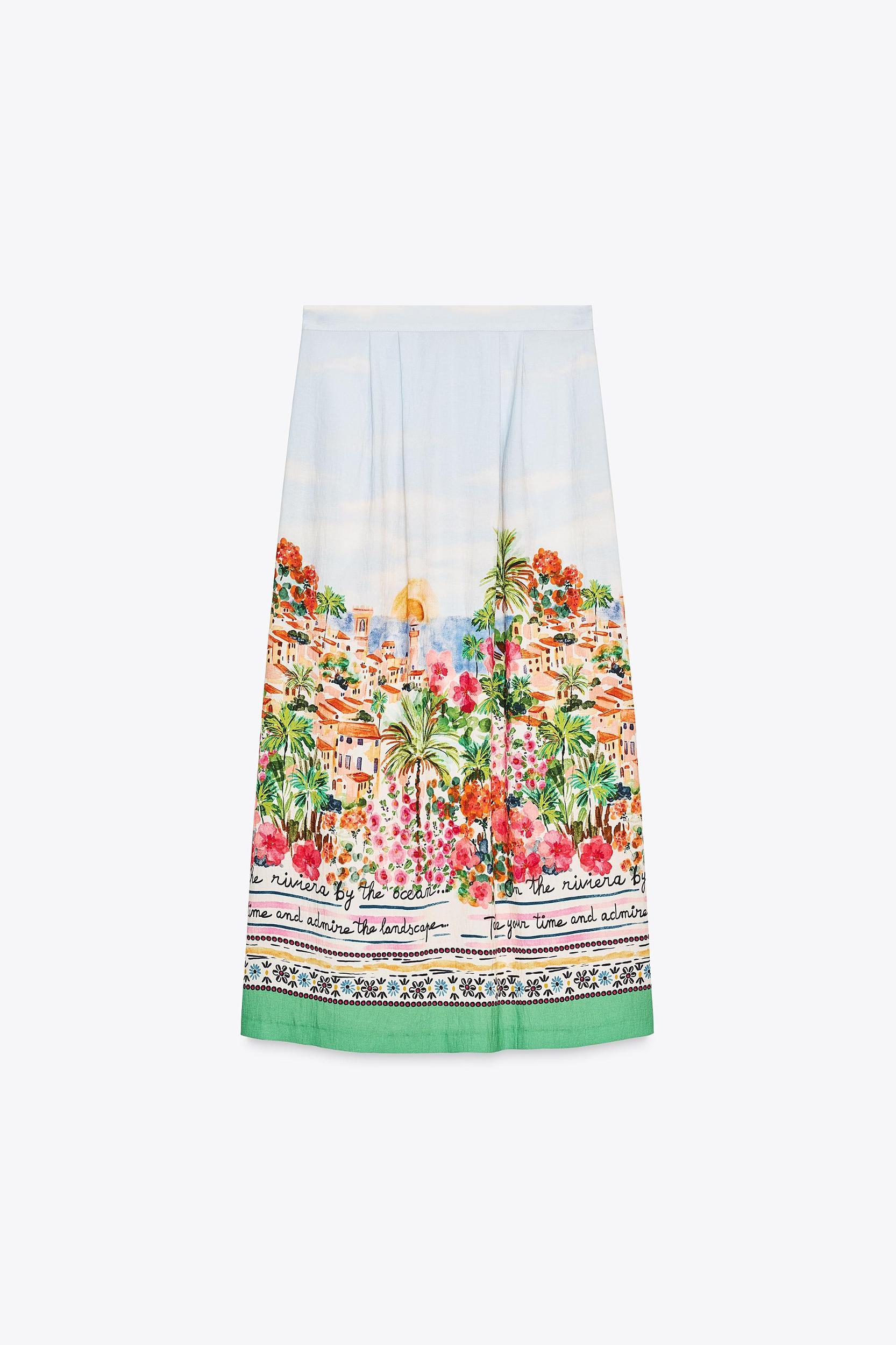 PRINTED LAYERED MIDI SKIRT Product Image