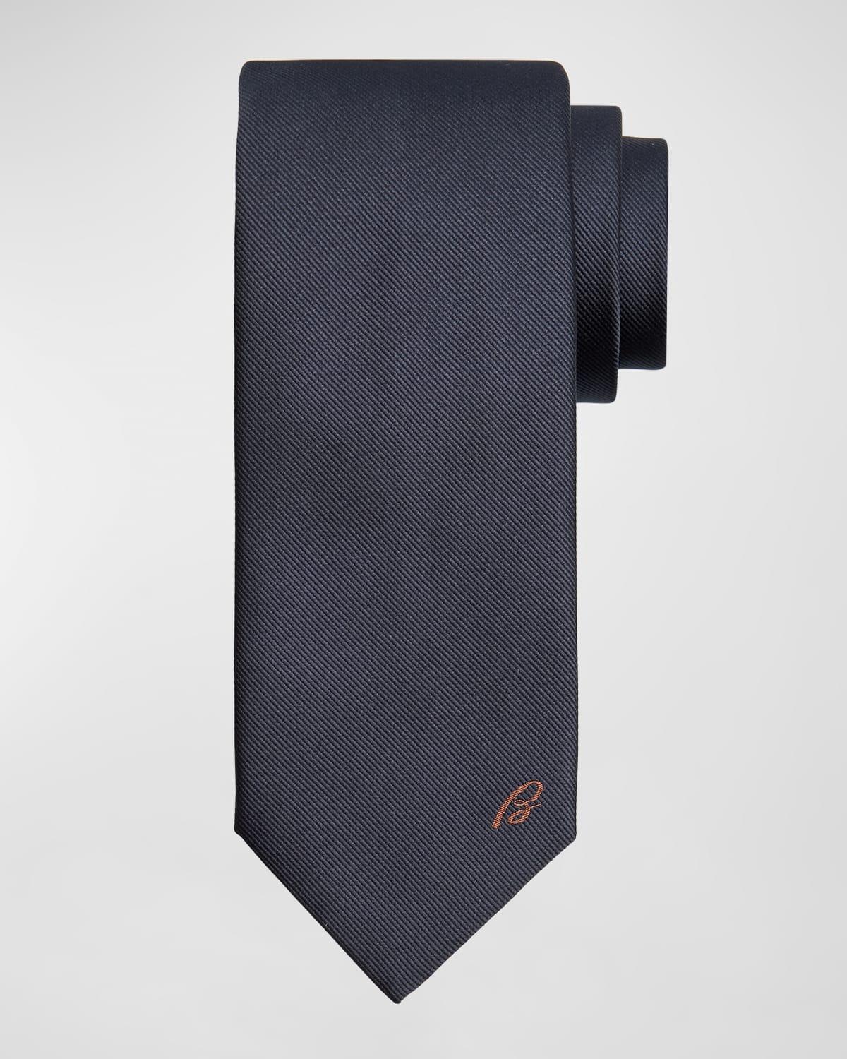 Mens B-Embroidered Silk Twill Tie Product Image