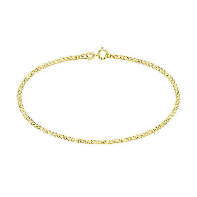 14k Gold 1.95 mm Open Curb Chain Bracelet, Womens Product Image