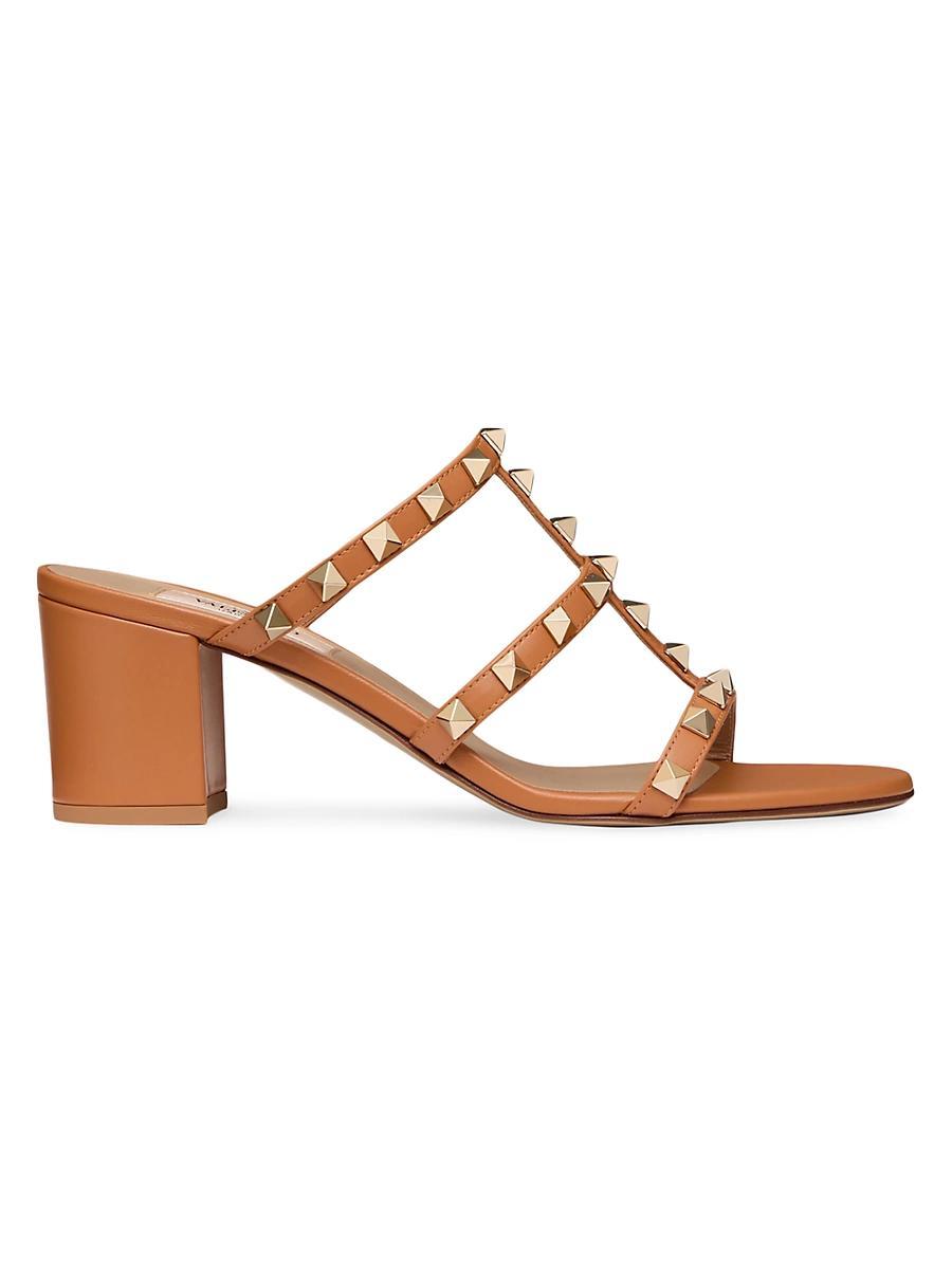 Rockstud Caged Block-Heel Slide Sandals Product Image